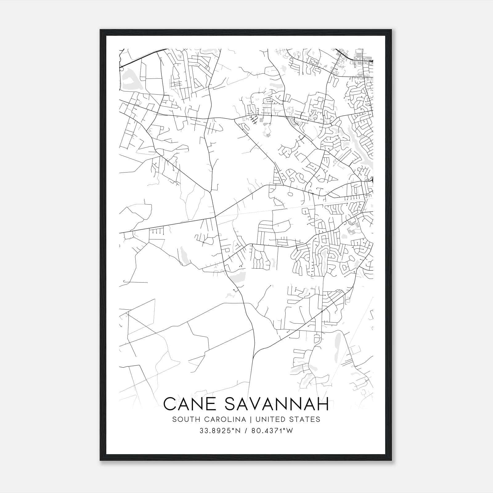Cane Savannah South Carolina Map Poster, Modern Home Decor Wall Art Print Cane Savannah South Carolina Map Poster, Modern Home Decor Wall Art Print