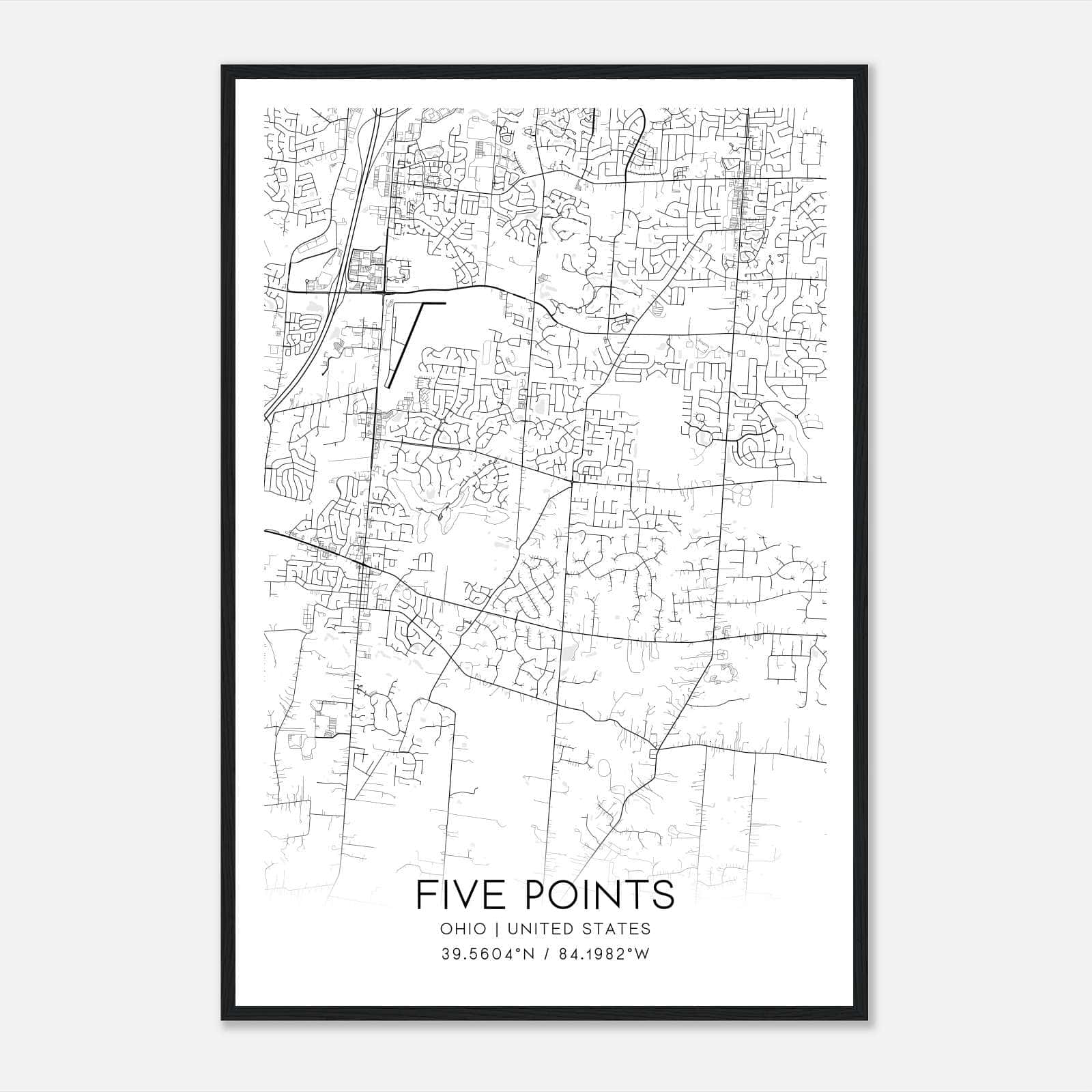 Five Points Ohio Map Poster, Modern Home Decor Wall Art Print Five Points Ohio Map Poster, Modern Home Decor Wall Art Print