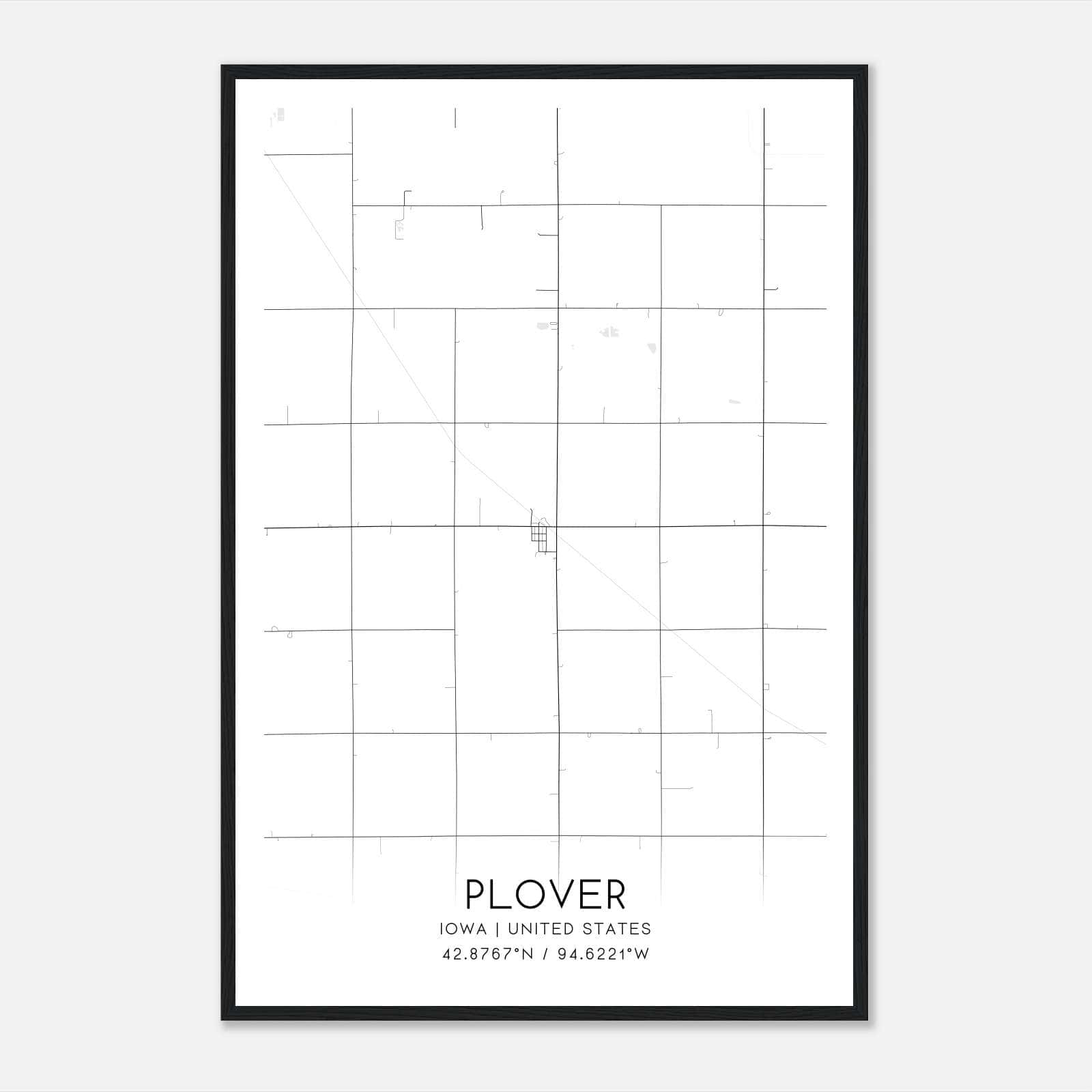 Plover Iowa Map Poster, Modern Home Decor Wall Art Print Plover Iowa Map Poster, Modern Home Decor Wall Art Print