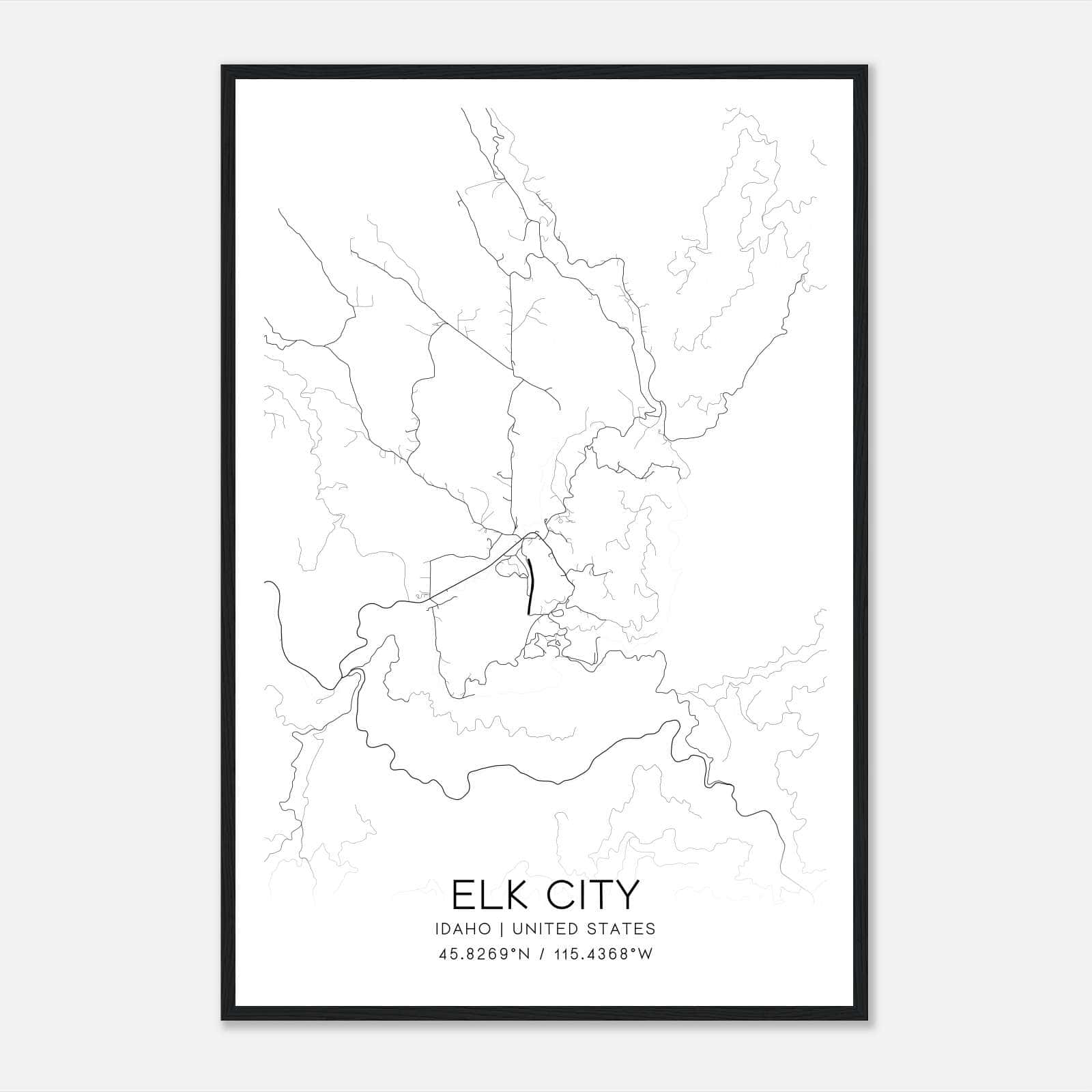 Elk City Idaho Map Poster, Modern Home Decor Wall Art Print Elk City Idaho Map Poster, Modern Home Decor Wall Art Print