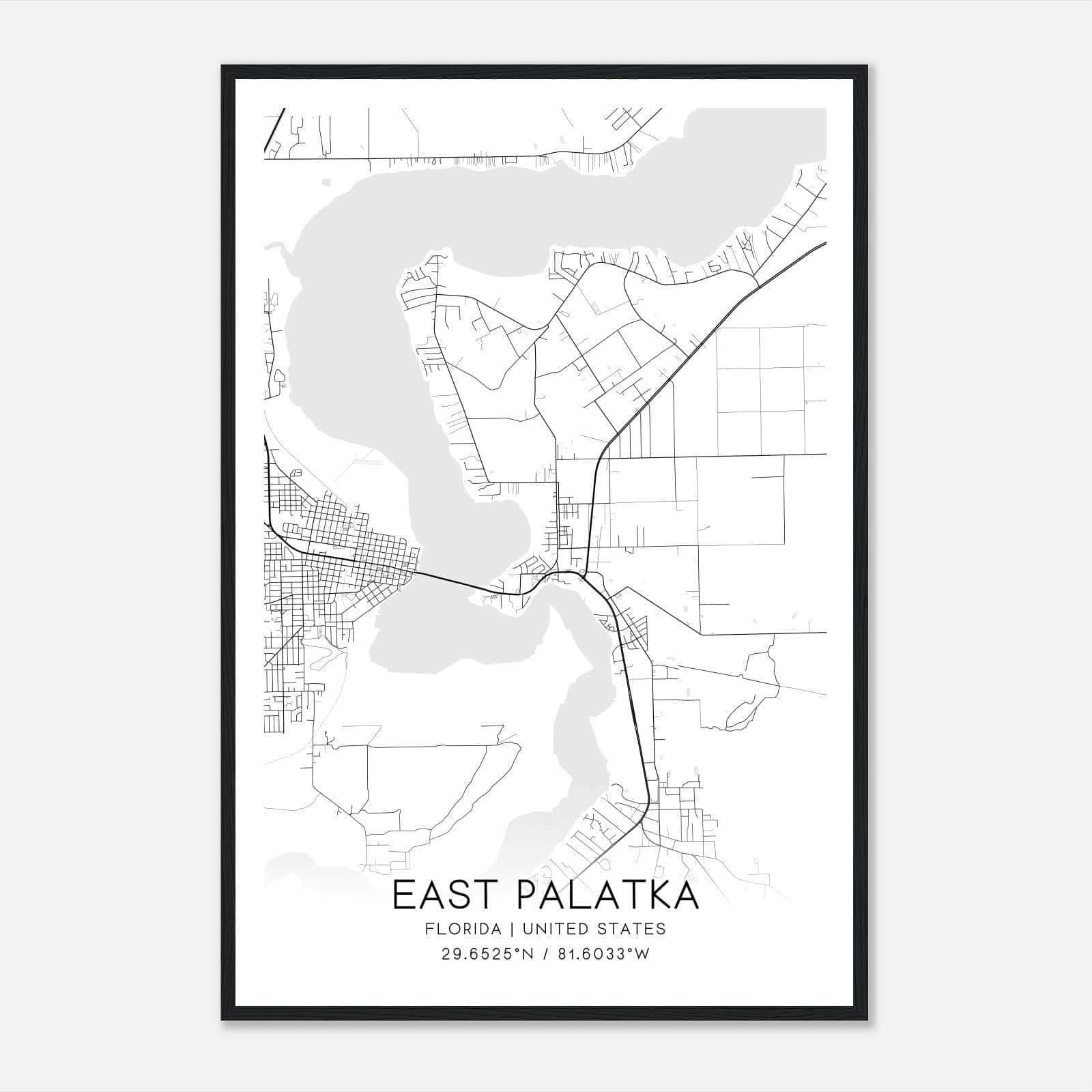 East Palatka Florida Map Poster, Modern Home Decor Wall Art Print East Palatka Florida Map Poster, Modern Home Decor Wall Art Print
