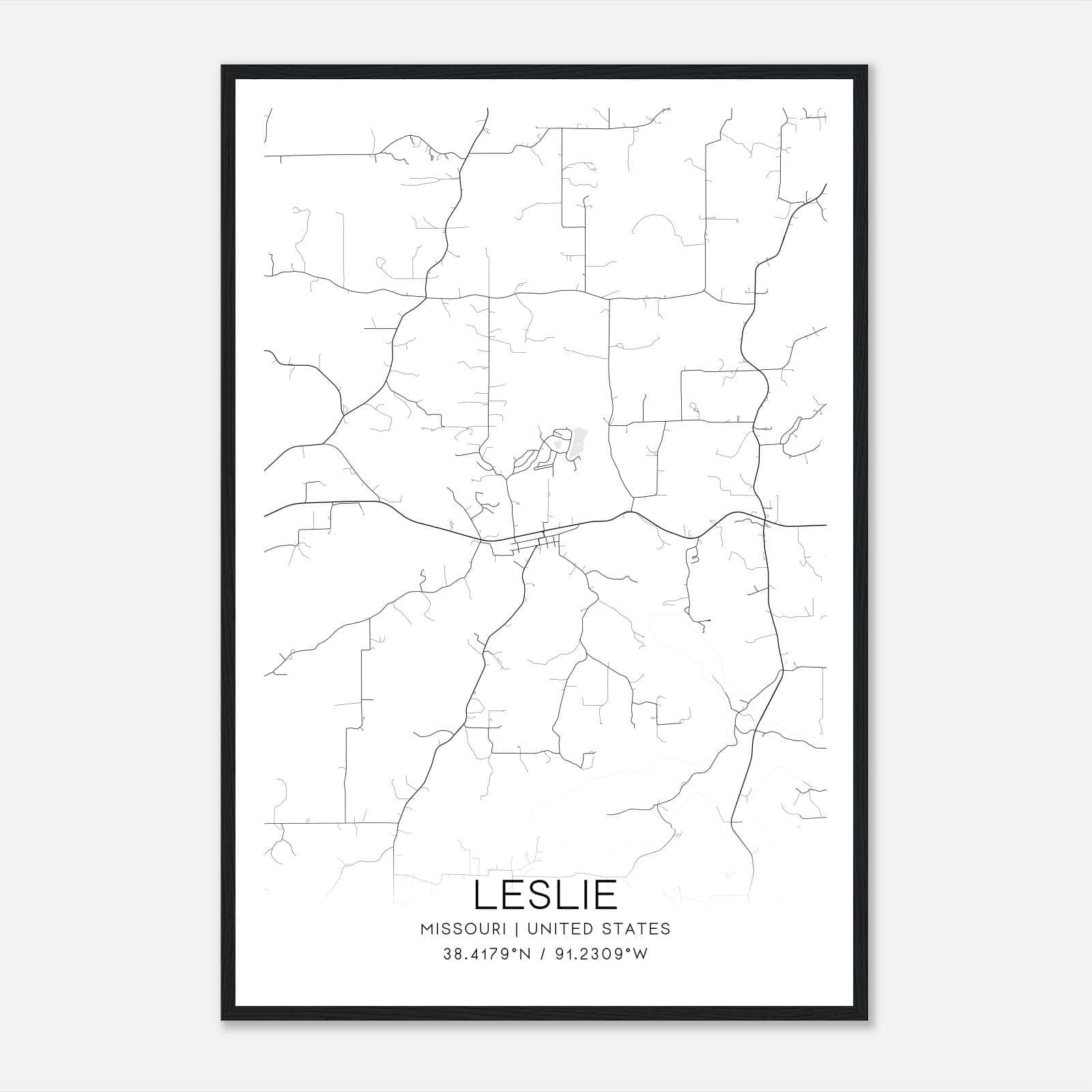 Leslie Missouri Map Poster, Modern Home Decor Wall Art Print Leslie Missouri Map Poster, Modern Home Decor Wall Art Print