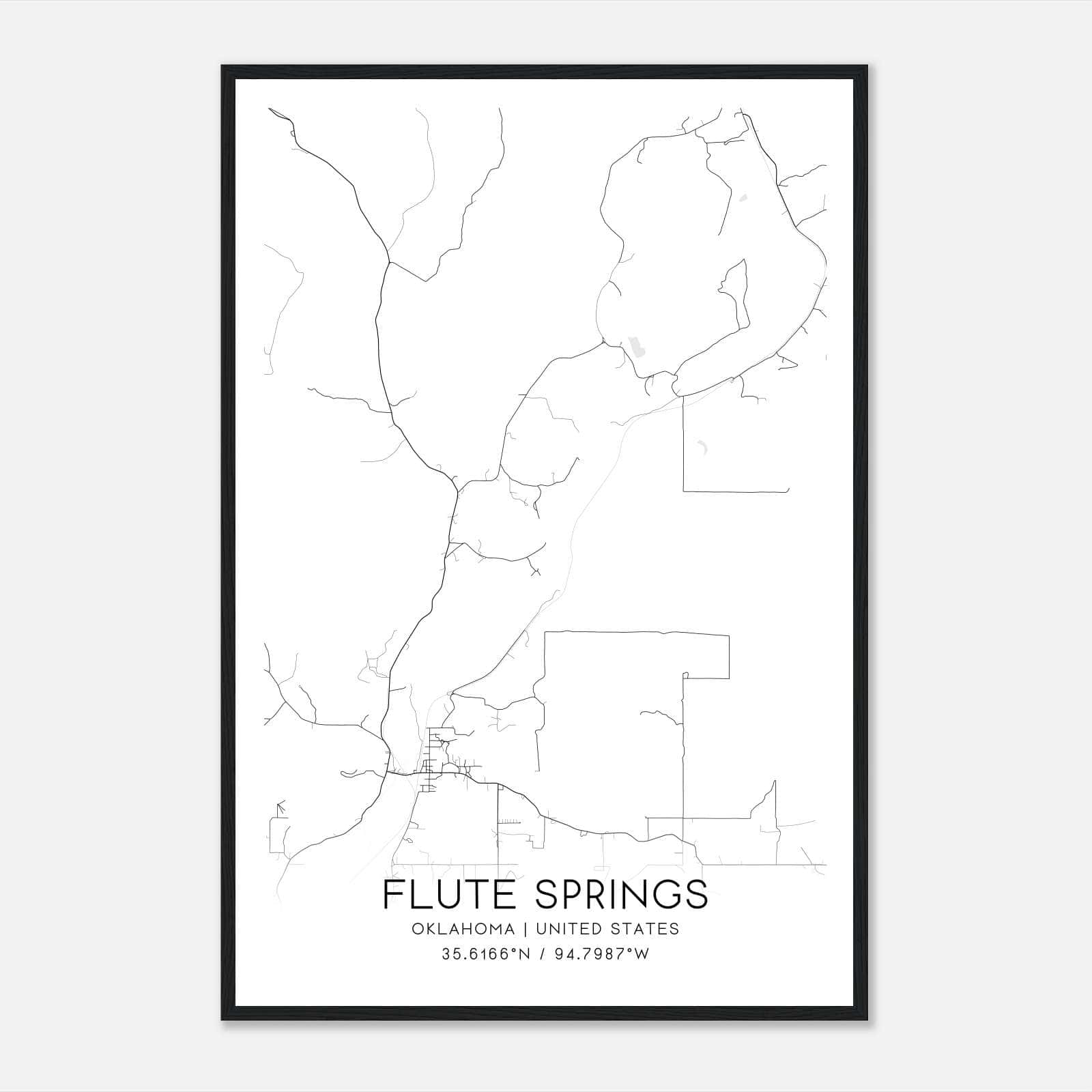 Flute Springs Oklahoma Map Poster, Modern Home Decor Wall Art Print Flute Springs Oklahoma Map Poster, Modern Home Decor Wall Art Print