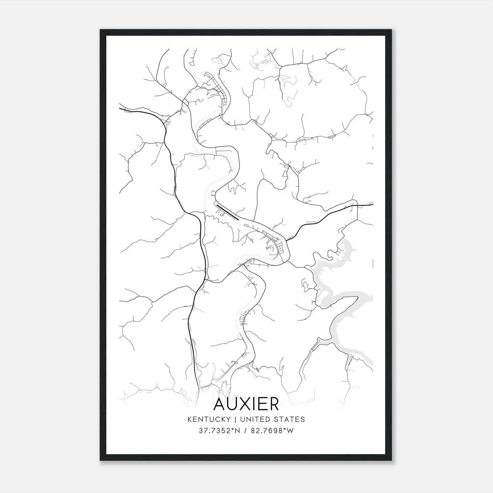 Auxier Kentucky Map Poster, Modern Home Decor Wall Art Print Auxier Kentucky Map Poster, Modern Home Decor Wall Art Print