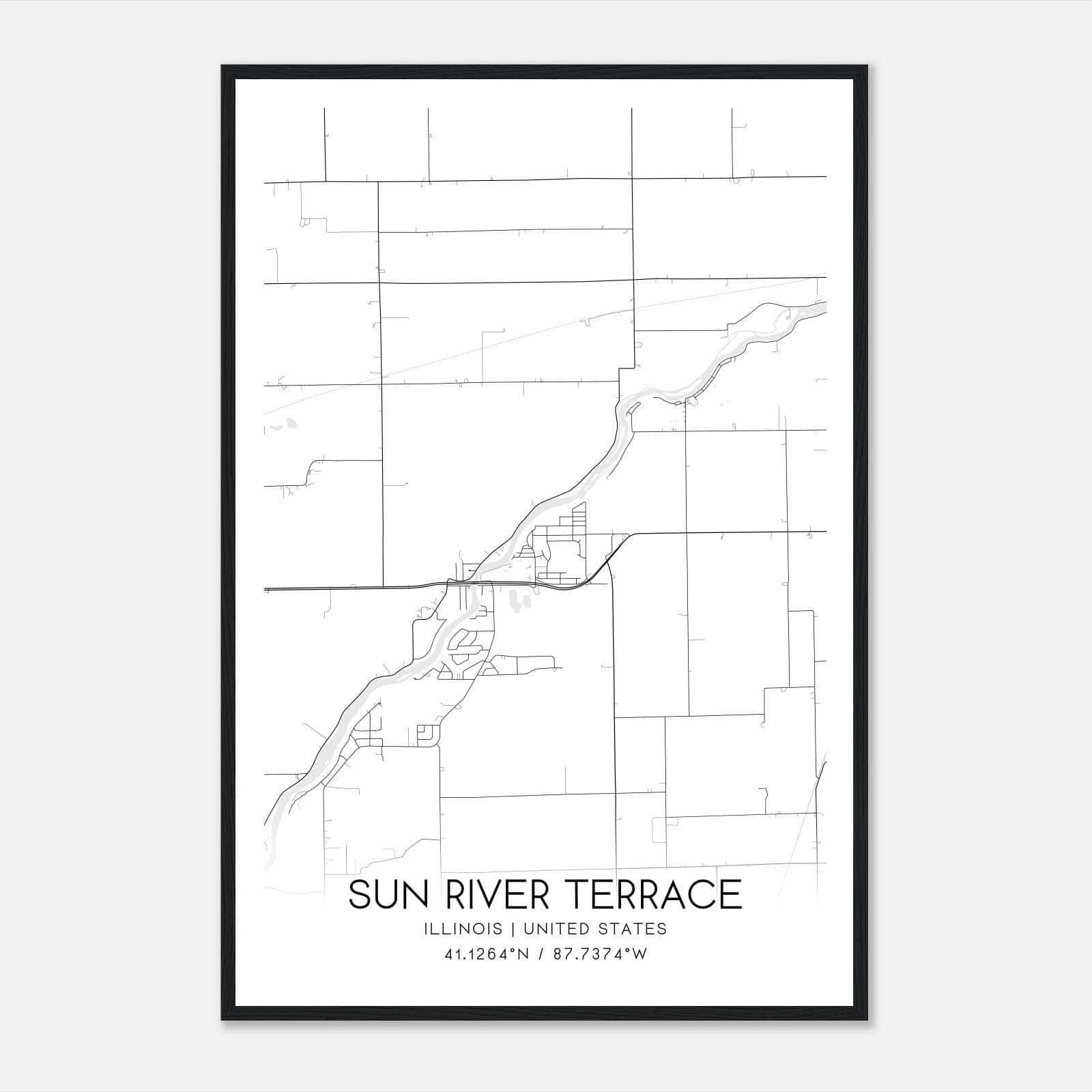 Sun River Terrace Illinois Map Poster, Modern Home Decor Wall Art Print Sun River Terrace Illinois Map Poster, Modern Home Decor Wall Art Print