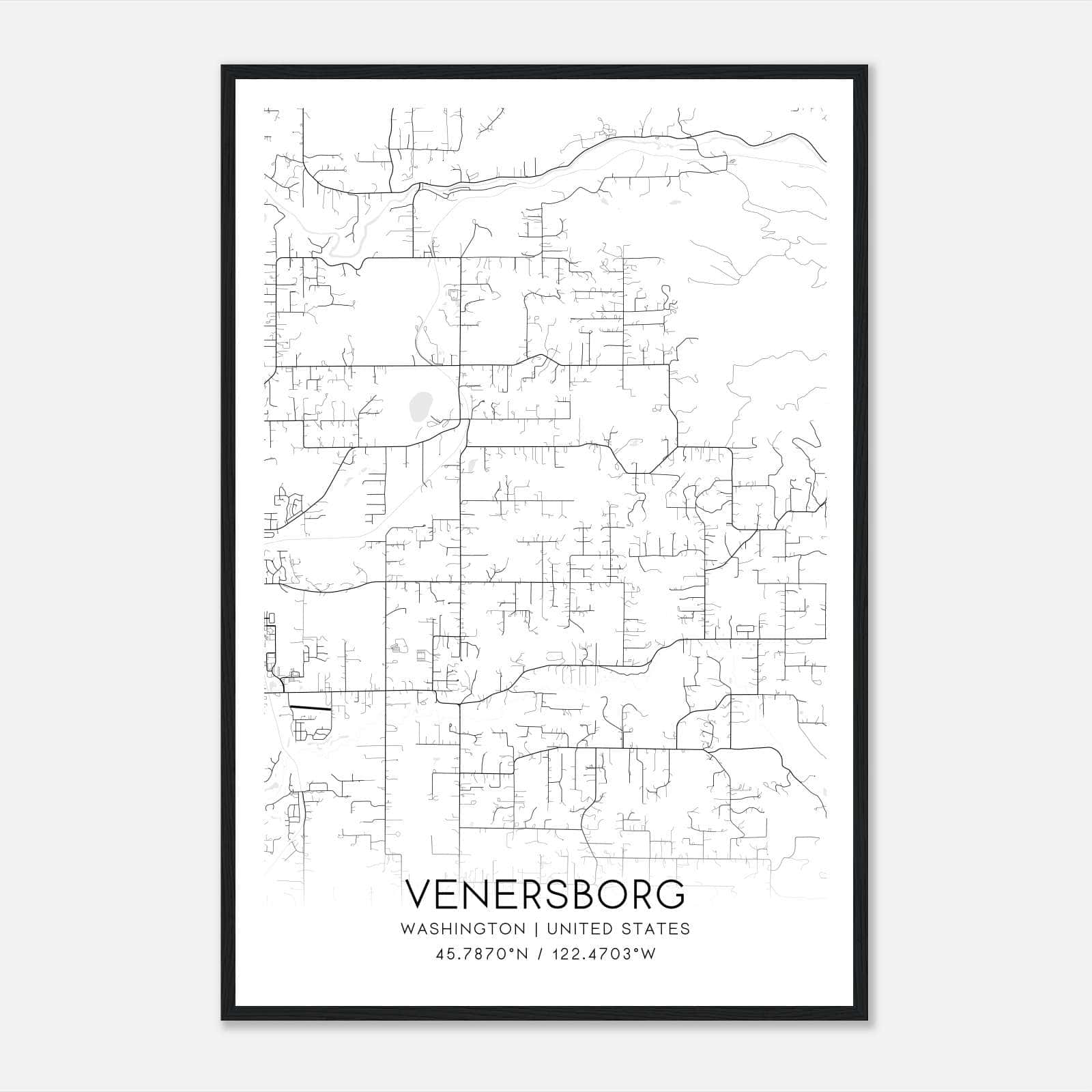 Venersborg Washington Map Poster, Modern Home Decor Wall Art Print Venersborg Washington Map Poster, Modern Home Decor Wall Art Print