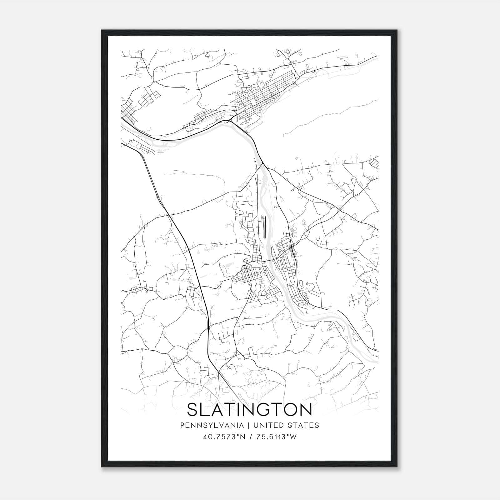 Slatington Pennsylvania Map Poster, Modern Home Decor Wall Art Print Slatington Pennsylvania Map Poster, Modern Home Decor Wall Art Print