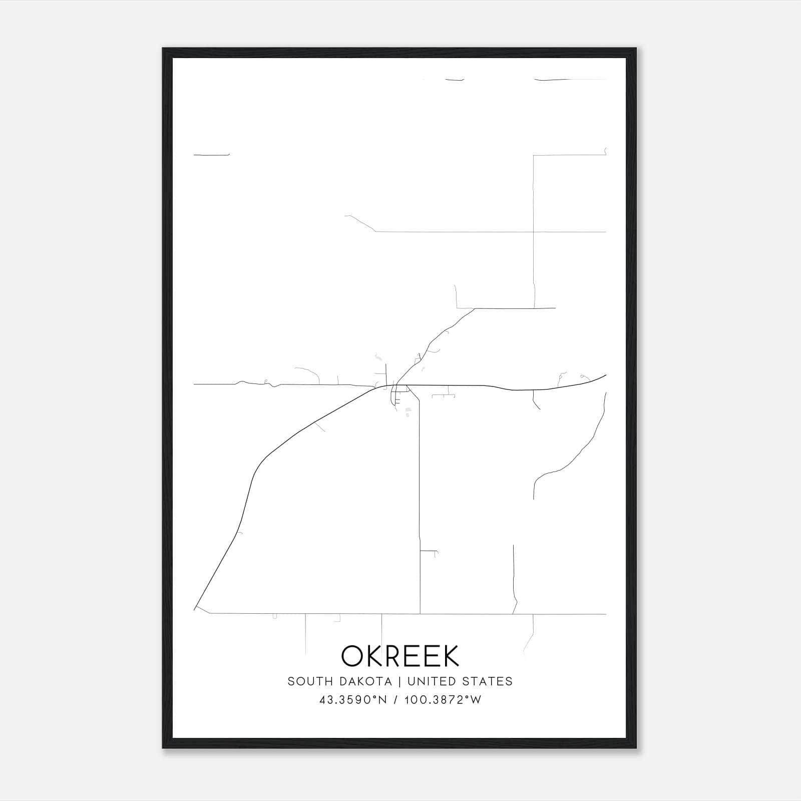 Okreek South Dakota Map Poster, Modern Home Decor Wall Art Print Okreek South Dakota Map Poster, Modern Home Decor Wall Art Print
