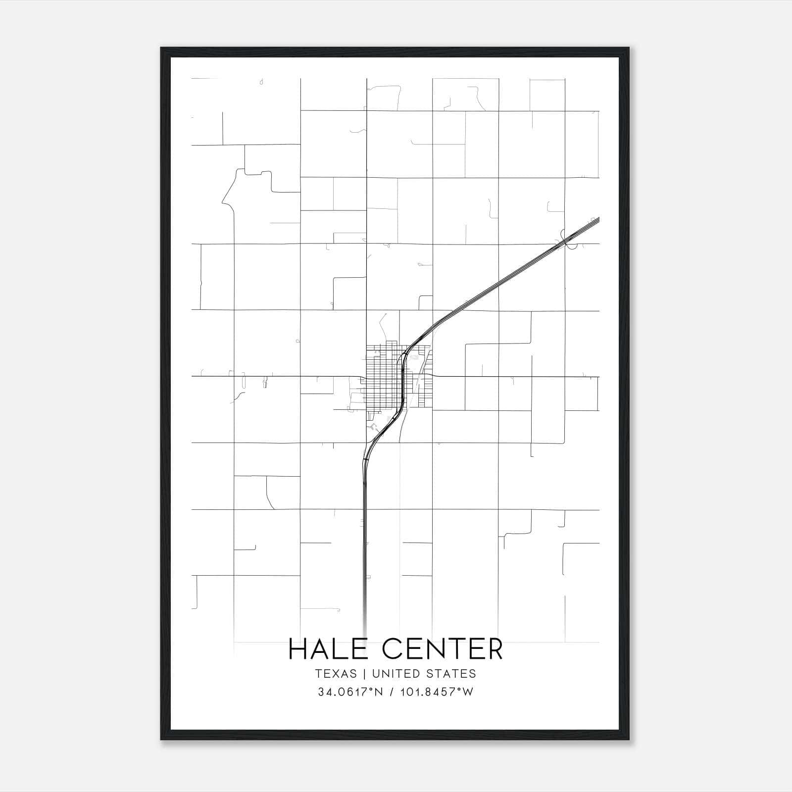 Hale Center Texas Map Poster, Modern Home Decor Wall Art Print Hale Center Texas Map Poster, Modern Home Decor Wall Art Print