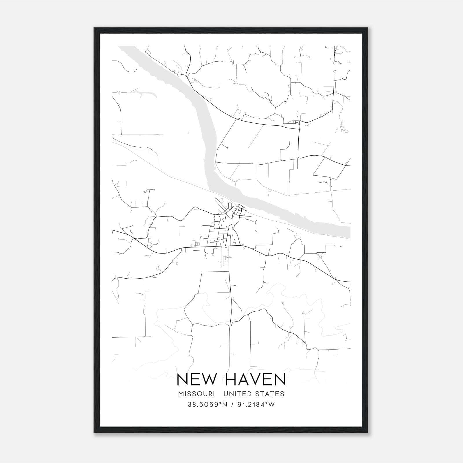 New Haven Missouri Map Poster, Modern Home Decor Wall Art Print New Haven Missouri Map Poster, Modern Home Decor Wall Art Print