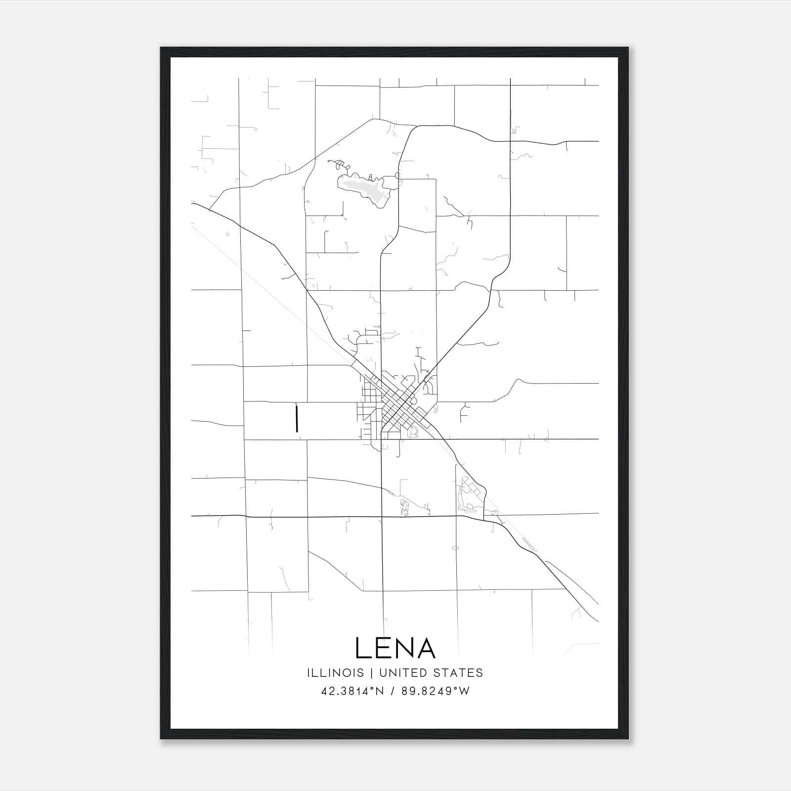 Lena Illinois Map Poster, Modern Home Decor Wall Art Print Lena Illinois Map Poster, Modern Home Decor Wall Art Print