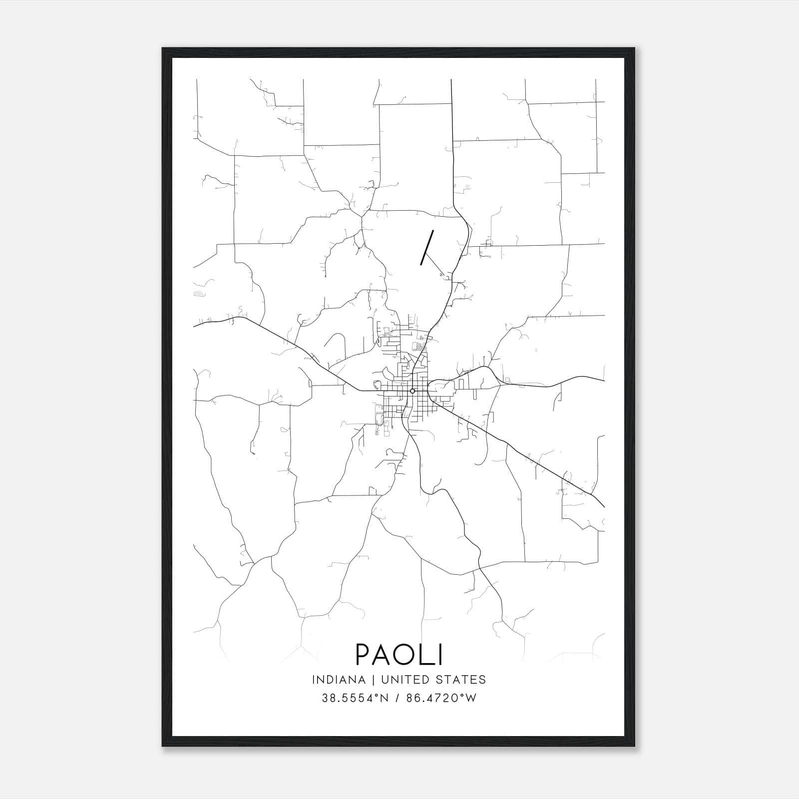 Paoli Indiana Map Poster, Modern Home Decor Wall Art Print Paoli Indiana Map Poster, Modern Home Decor Wall Art Print