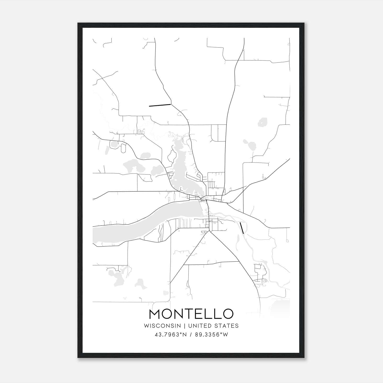 Montello Wisconsin Map Poster, Modern Home Decor Wall Art Print Montello Wisconsin Map Poster, Modern Home Decor Wall Art Print
