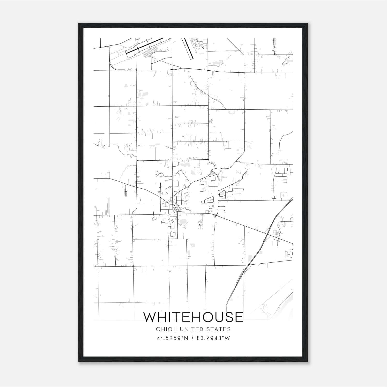Whitehouse Ohio Map Poster, Modern Home Decor Wall Art Print Whitehouse Ohio Map Poster, Modern Home Decor Wall Art Print