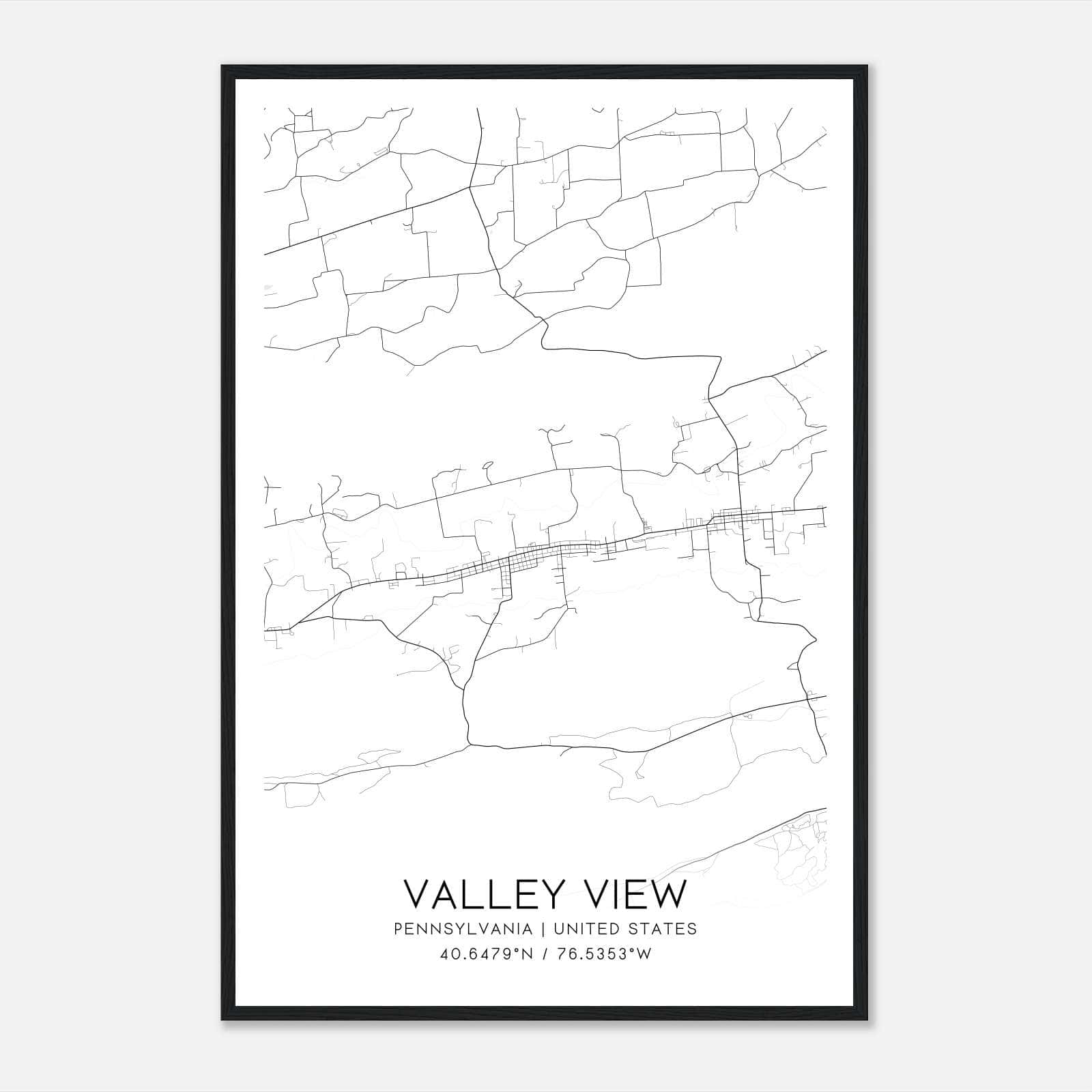 Valley View Pennsylvania Map Poster, Modern Home Decor Wall Art Print Valley View Pennsylvania Map Poster, Modern Home Decor Wall Art Print