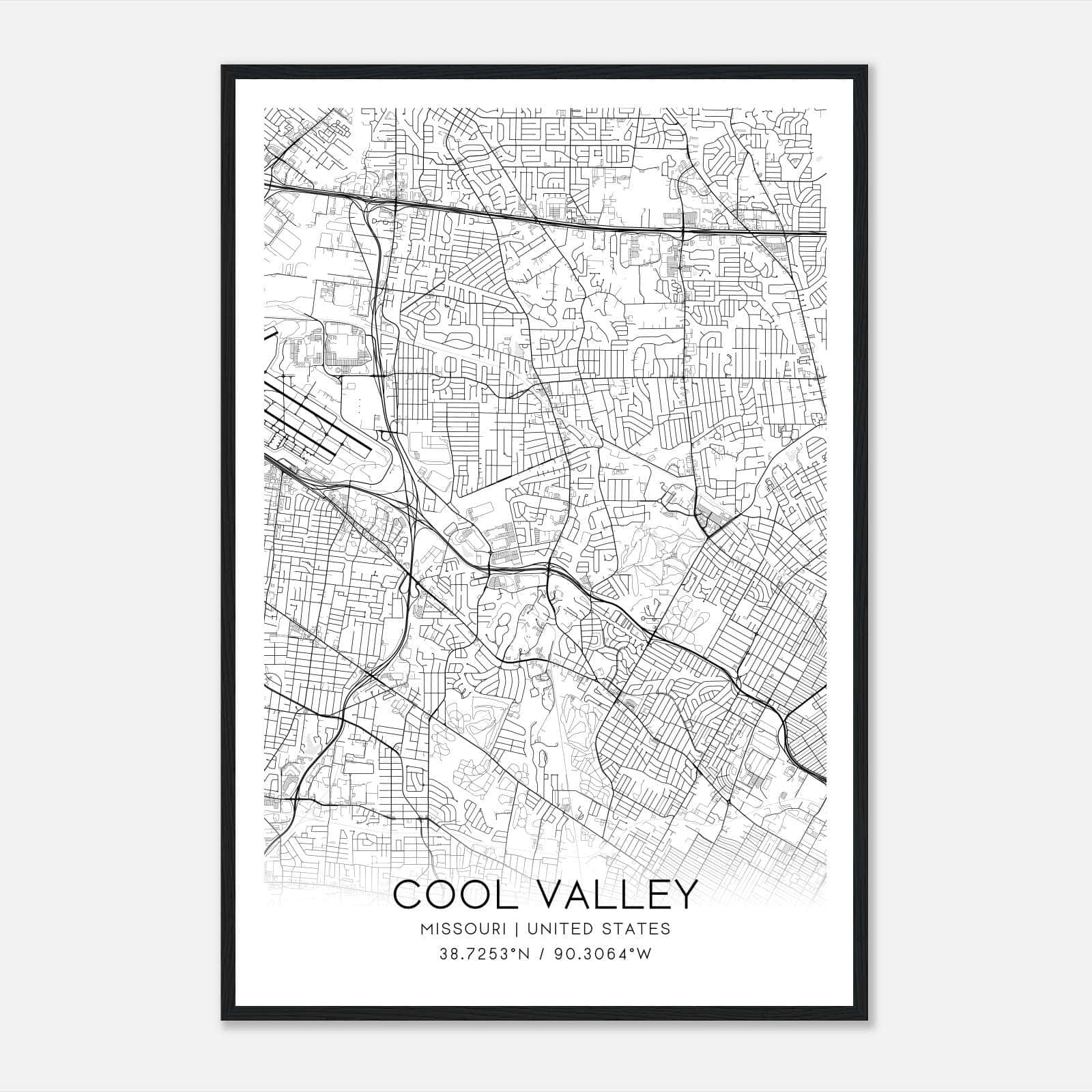 Cool Valley Missouri Map Poster, Modern Home Decor Wall Art Print Cool Valley Missouri Map Poster, Modern Home Decor Wall Art Print