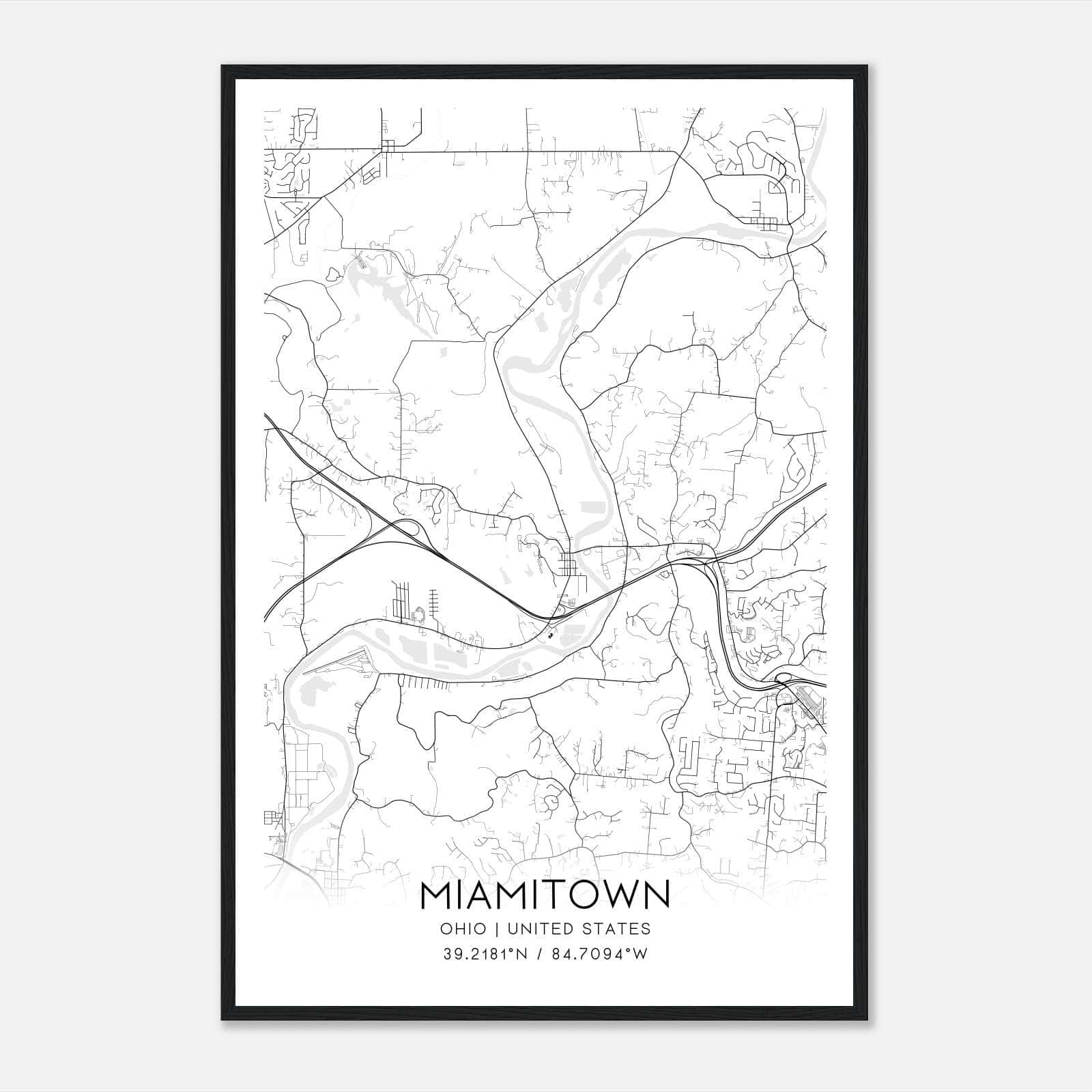 Miamitown Ohio Map Poster, Modern Home Decor Wall Art Print Miamitown Ohio Map Poster, Modern Home Decor Wall Art Print