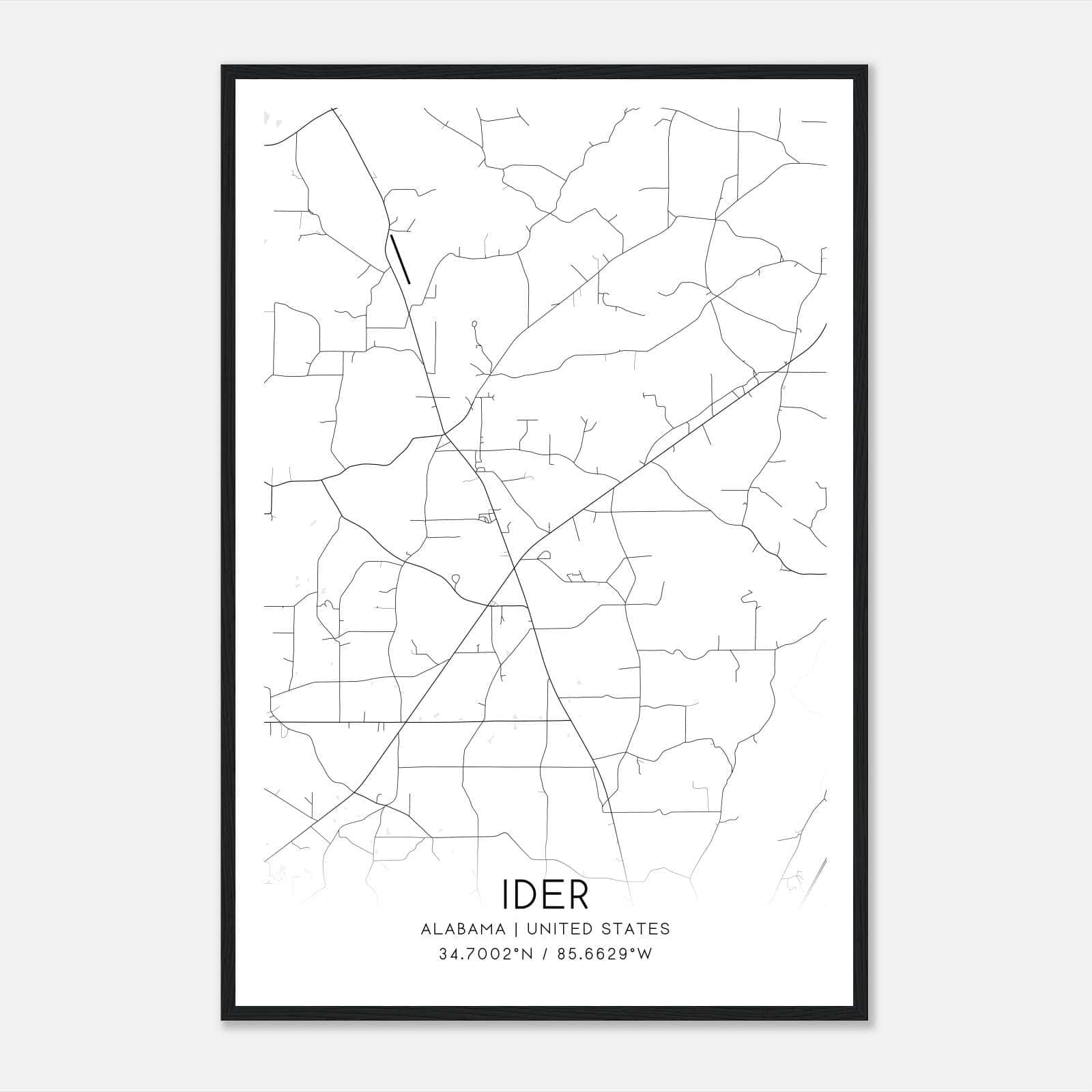 Ider Alabama Map Poster, Modern Home Decor Wall Art Print Ider Alabama Map Poster, Modern Home Decor Wall Art Print
