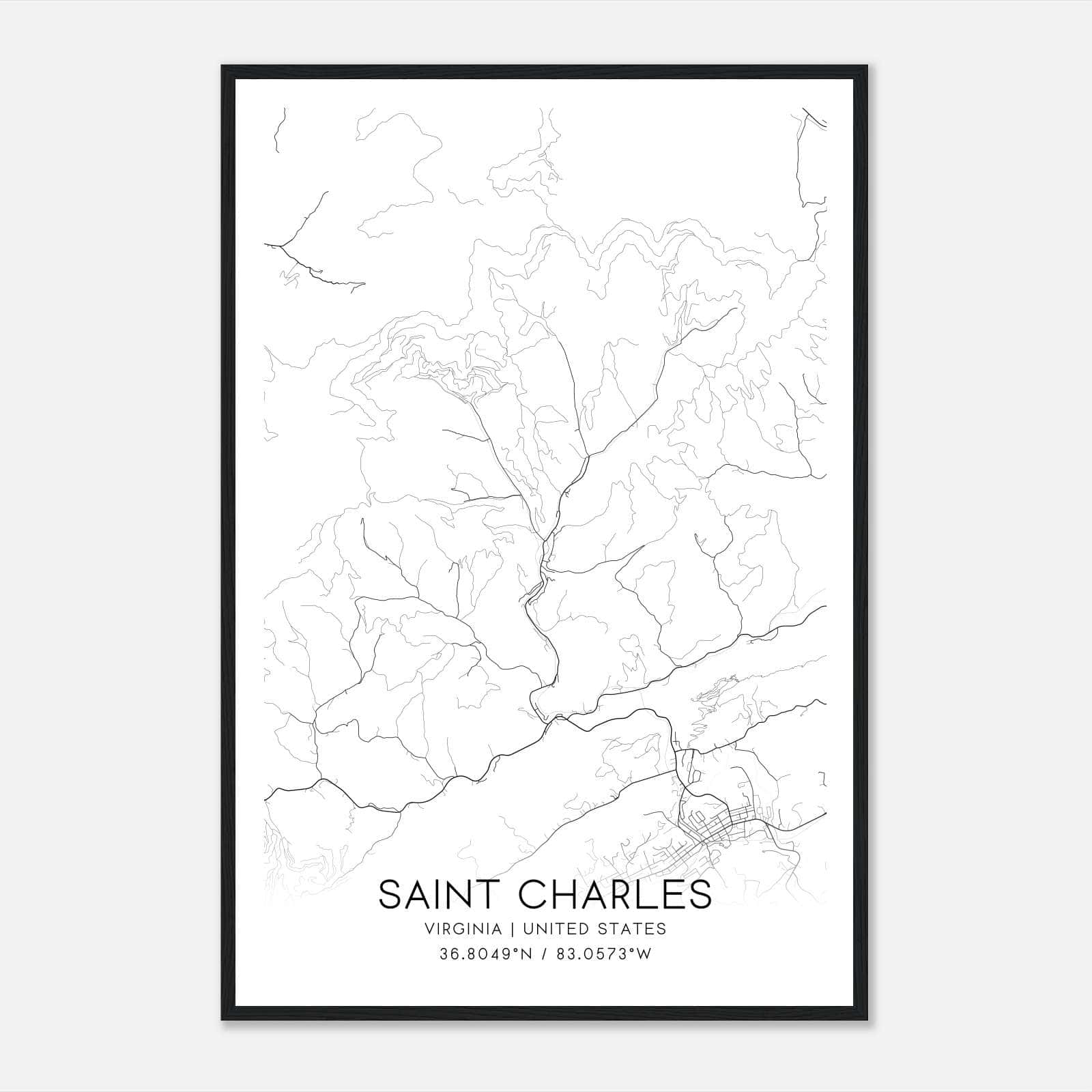 Saint Charles Virginia Map Poster, Modern Home Decor Wall Art Print Saint Charles Virginia Map Poster, Modern Home Decor Wall Art Print