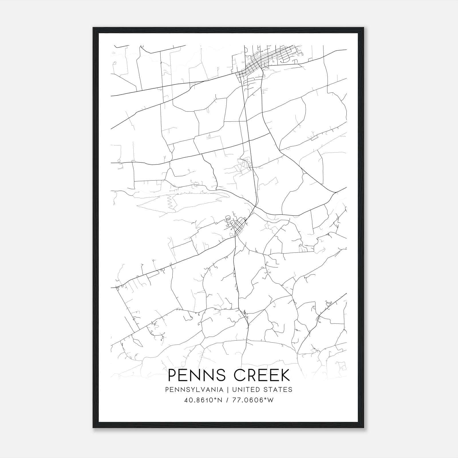 Penns Creek Pennsylvania Map Poster, Modern Home Decor Wall Art Print Penns Creek Pennsylvania Map Poster, Modern Home Decor Wall Art Print