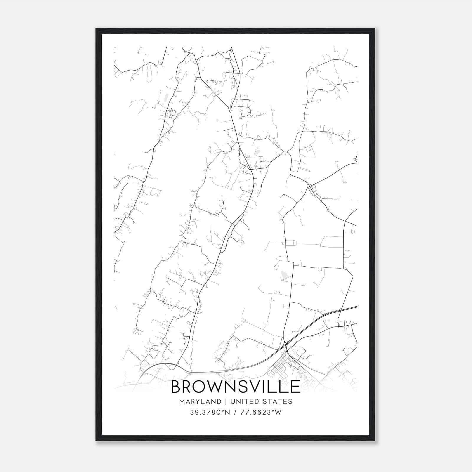 Brownsville Maryland Map Poster, Modern Home Decor Wall Art Print Brownsville Maryland Map Poster, Modern Home Decor Wall Art Print