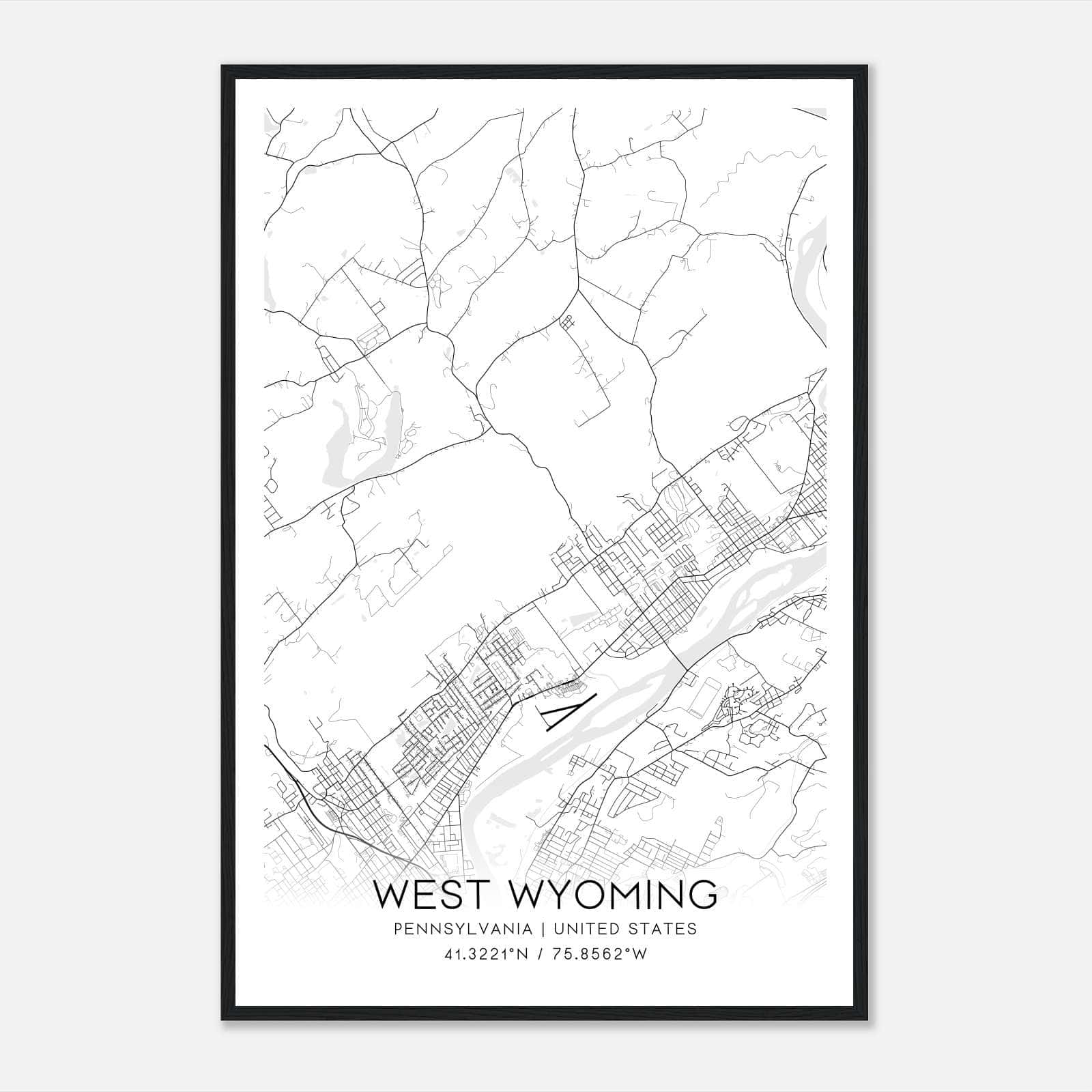 West Wyoming Pennsylvania Map Poster, Modern Home Decor Wall Art Print West Wyoming Pennsylvania Map Poster, Modern Home Decor Wall Art Print
