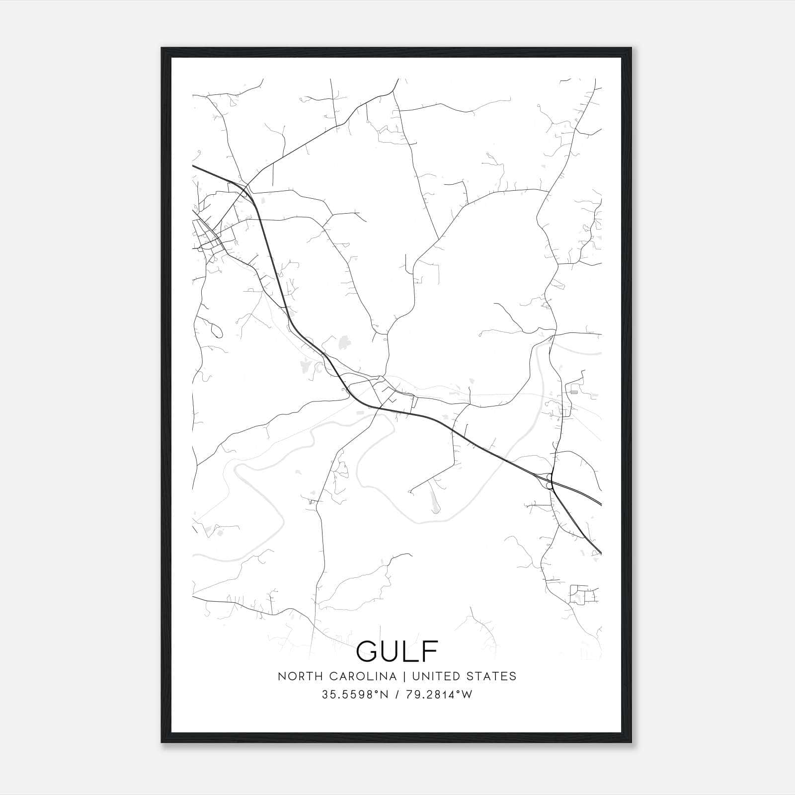 Gulf North Carolina Map Poster, Modern Home Decor Wall Art Print Gulf North Carolina Map Poster, Modern Home Decor Wall Art Print