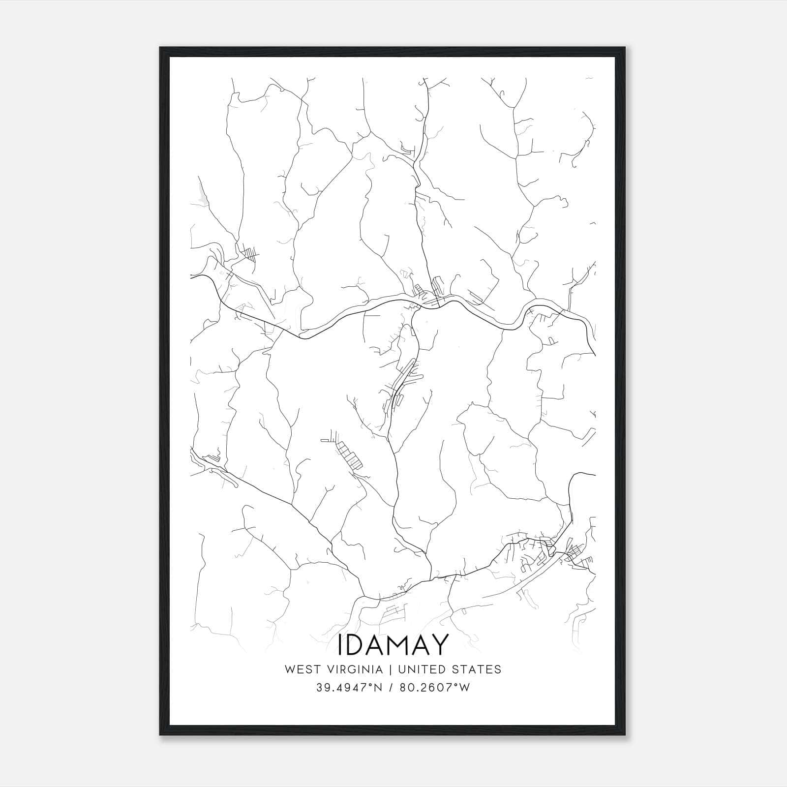 Idamay West Virginia Map Poster, Modern Home Decor Wall Art Print Idamay West Virginia Map Poster, Modern Home Decor Wall Art Print