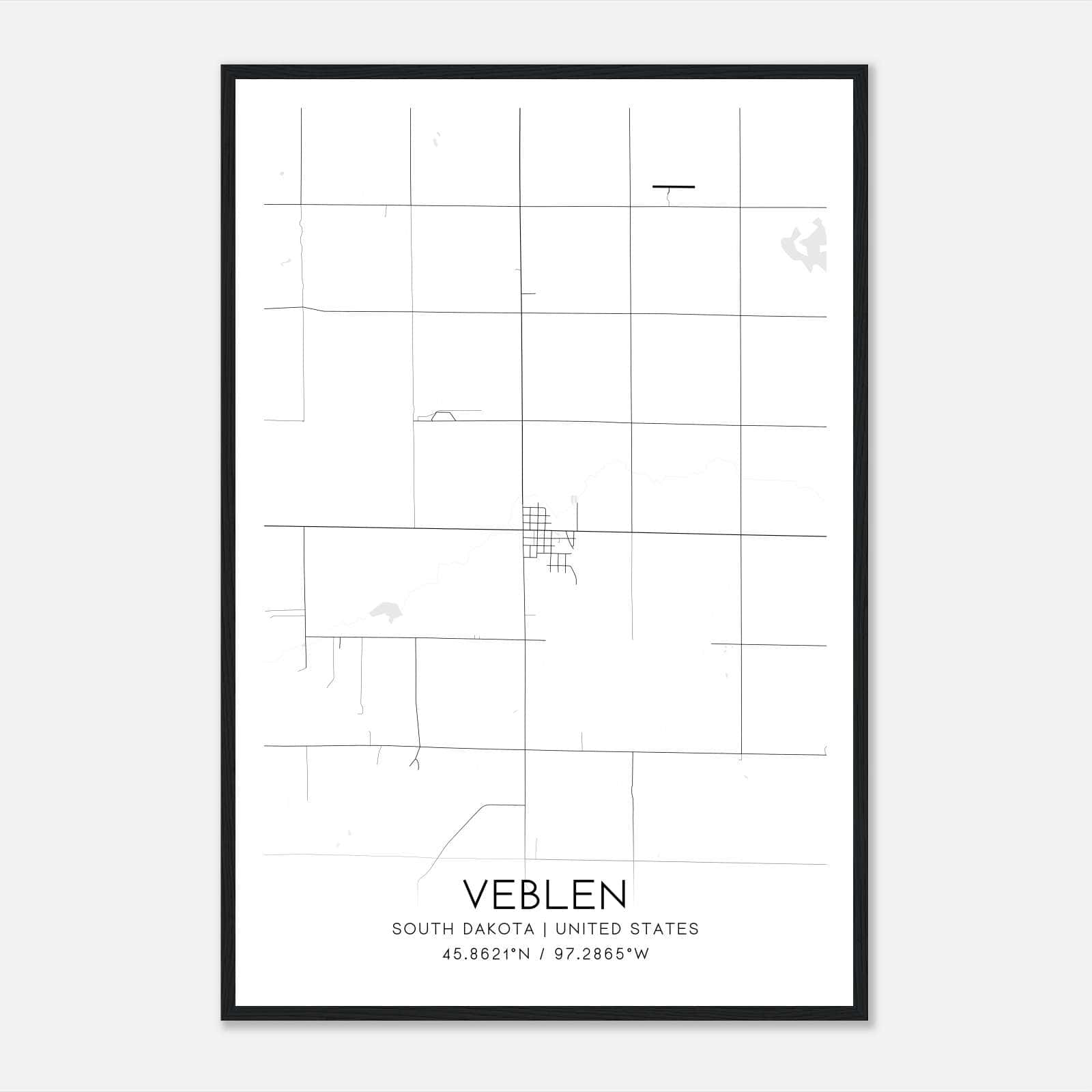 Veblen South Dakota Map Poster, Modern Home Decor Wall Art Print Veblen South Dakota Map Poster, Modern Home Decor Wall Art Print