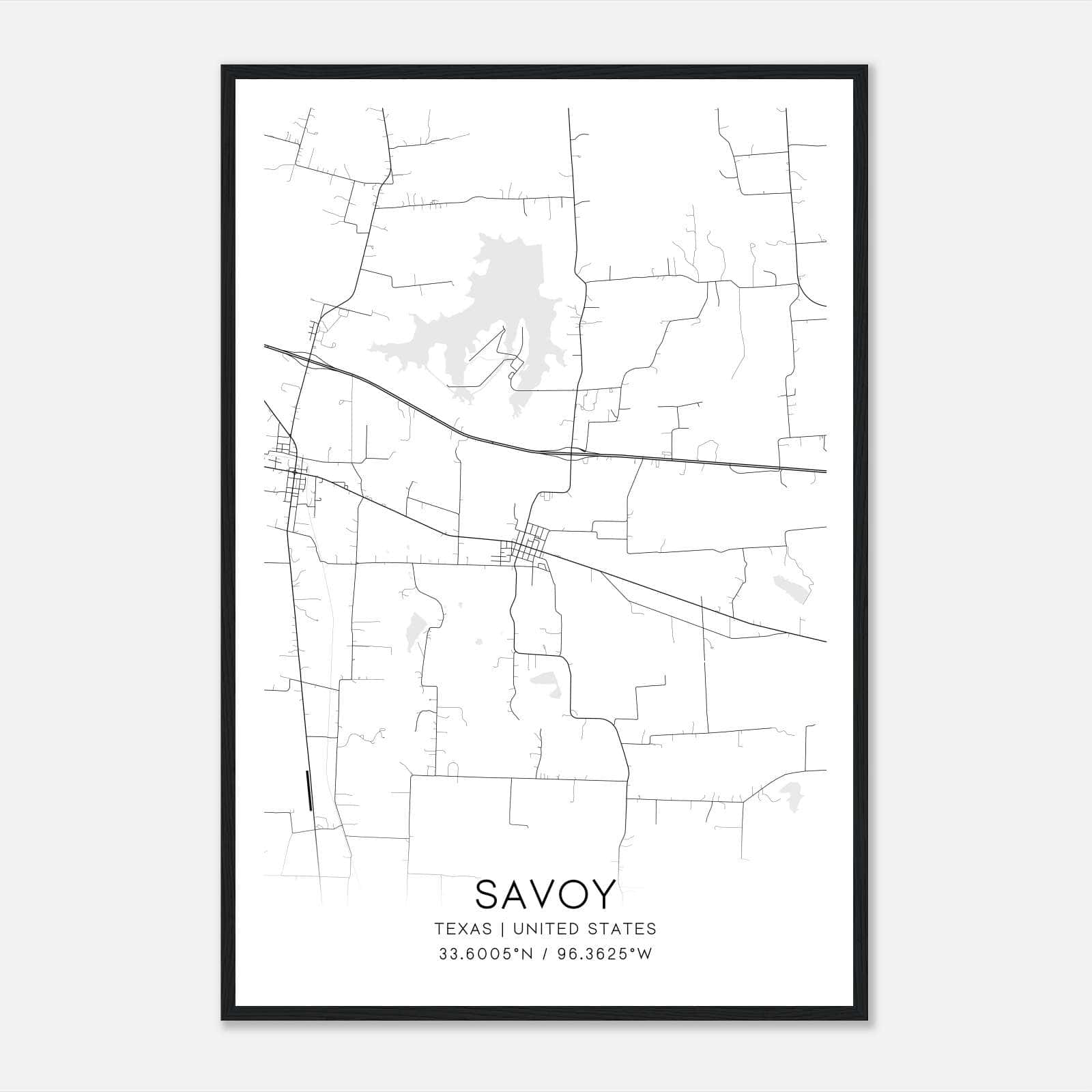 Savoy Texas Map Poster, Modern Home Decor Wall Art Print Savoy Texas Map Poster, Modern Home Decor Wall Art Print