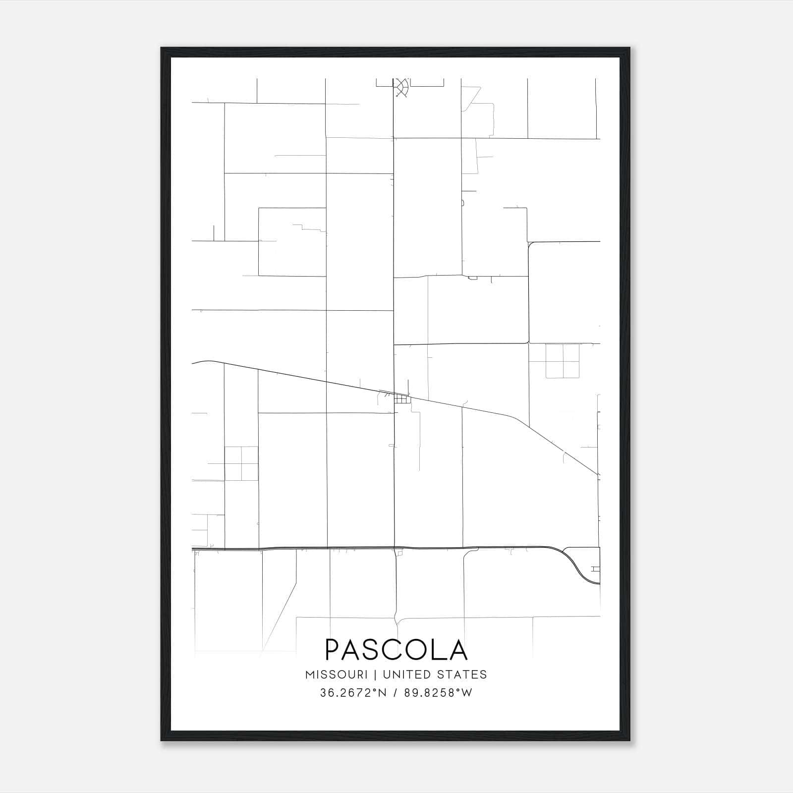 Pascola Missouri Map Poster, Modern Home Decor Wall Art Print Pascola Missouri Map Poster, Modern Home Decor Wall Art Print