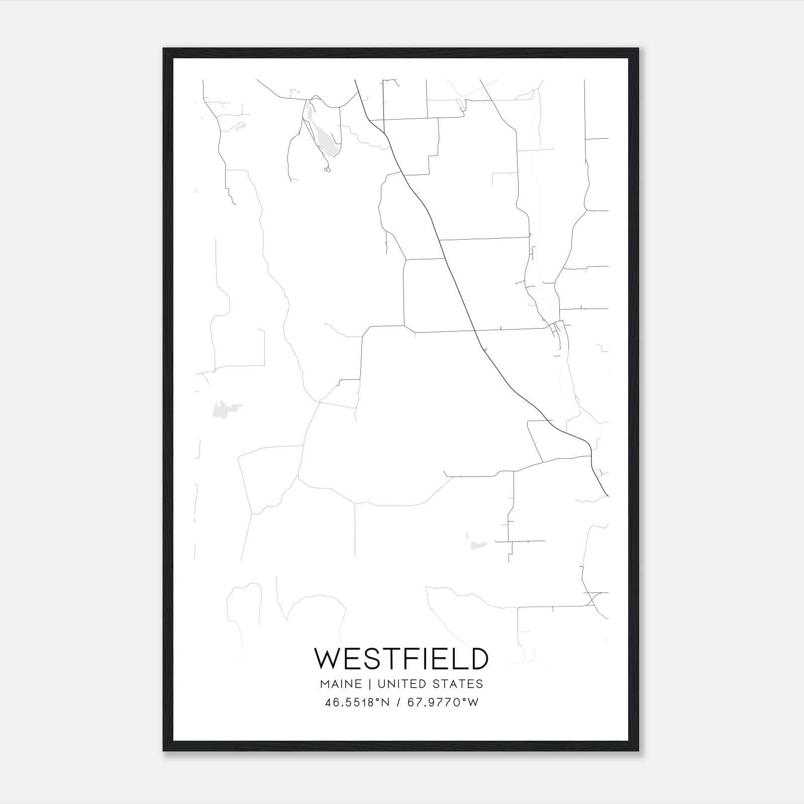Westfield Maine Map Poster, Modern Home Decor Wall Art Print Westfield Maine Map Poster, Modern Home Decor Wall Art Print