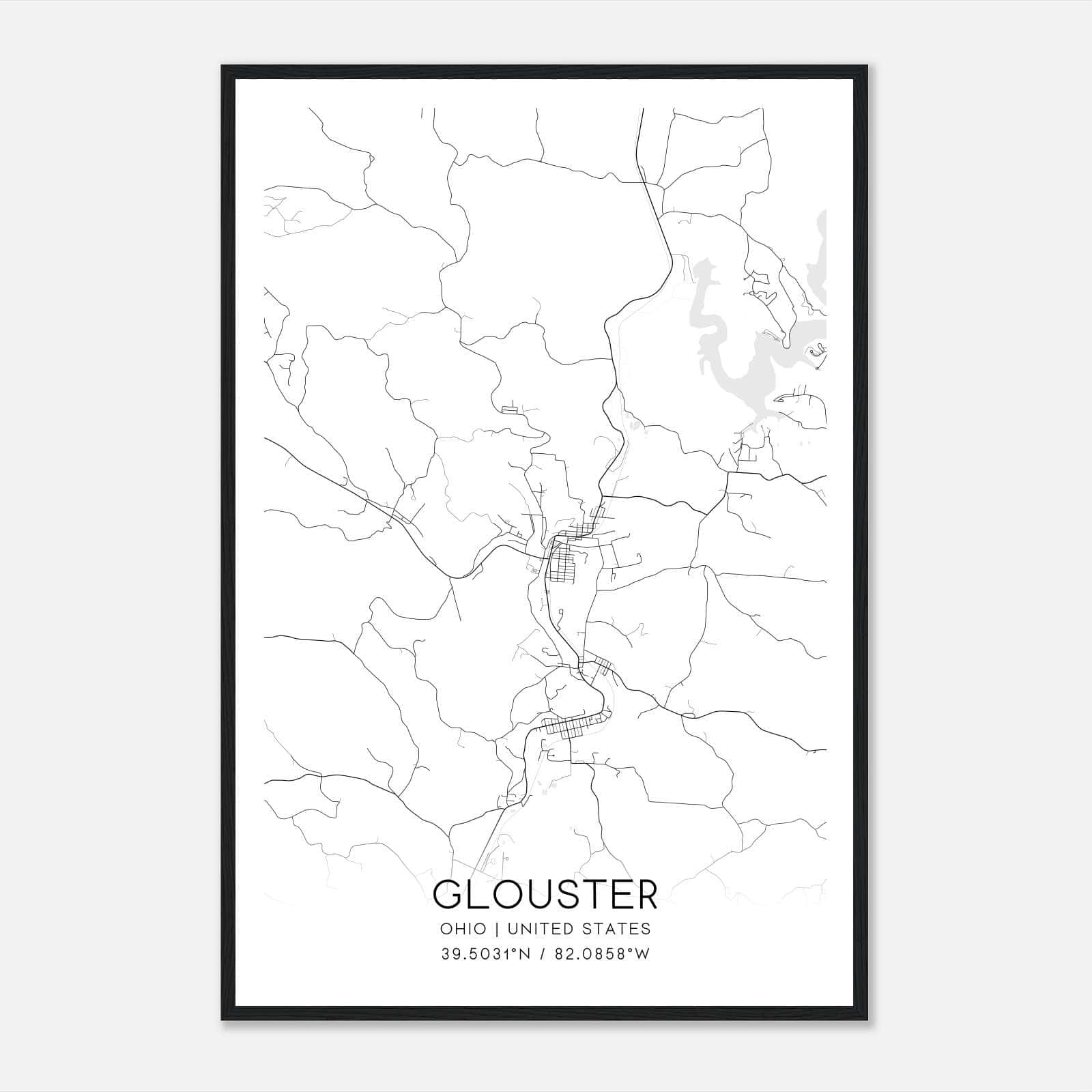 Glouster Ohio Map Poster, Modern Home Decor Wall Art Print Glouster Ohio Map Poster, Modern Home Decor Wall Art Print