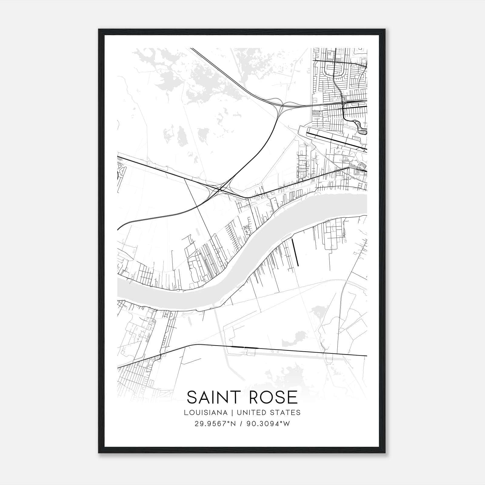 Saint Rose Louisiana Map Poster, Modern Home Decor Wall Art Print Saint Rose Louisiana Map Poster, Modern Home Decor Wall Art Print