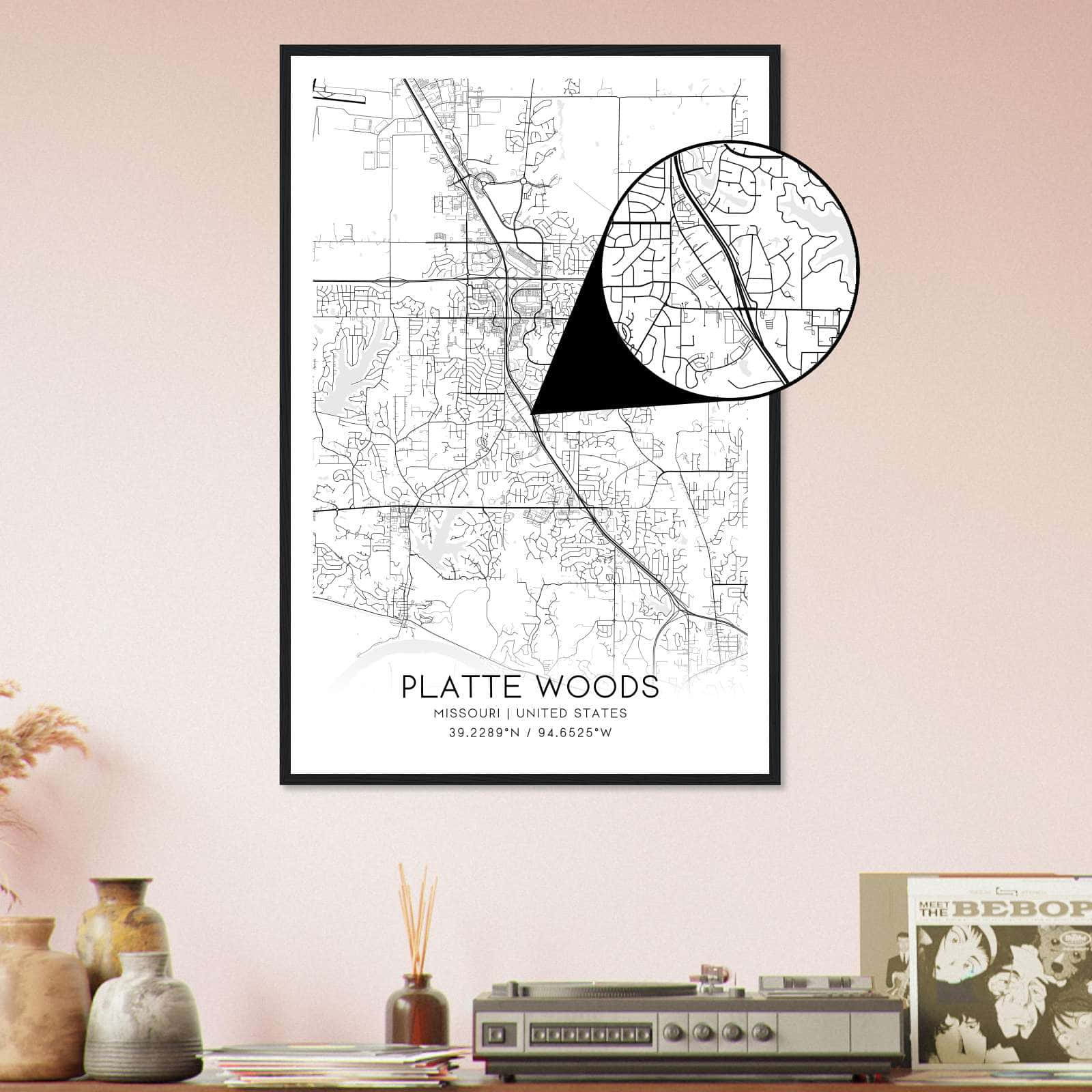 Deerfield Kansas Map Poster, Modern Home Decor Wall Art Print (Copy)