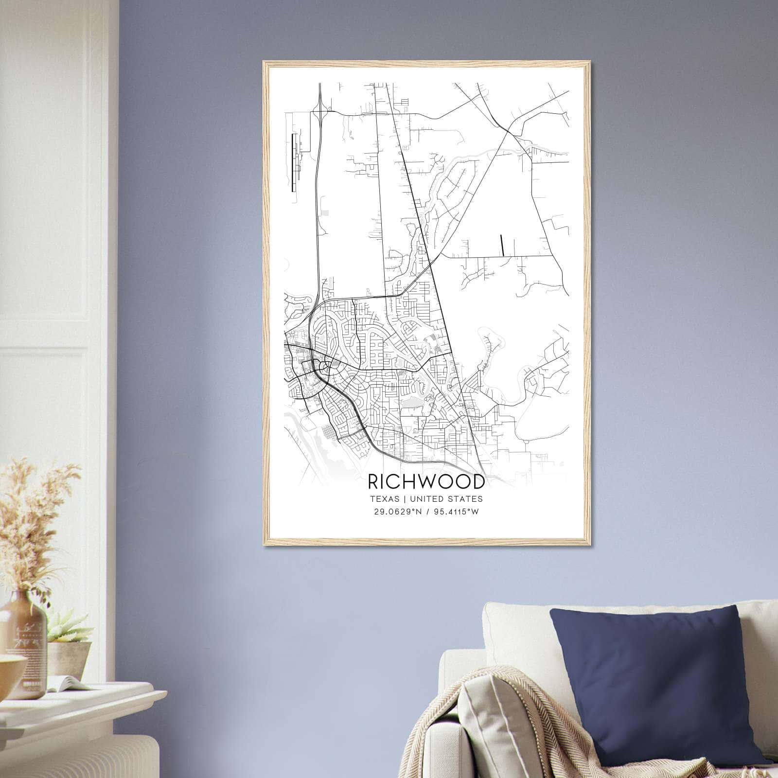 Deerfield Kansas Map Poster, Modern Home Decor Wall Art Print (Copy)