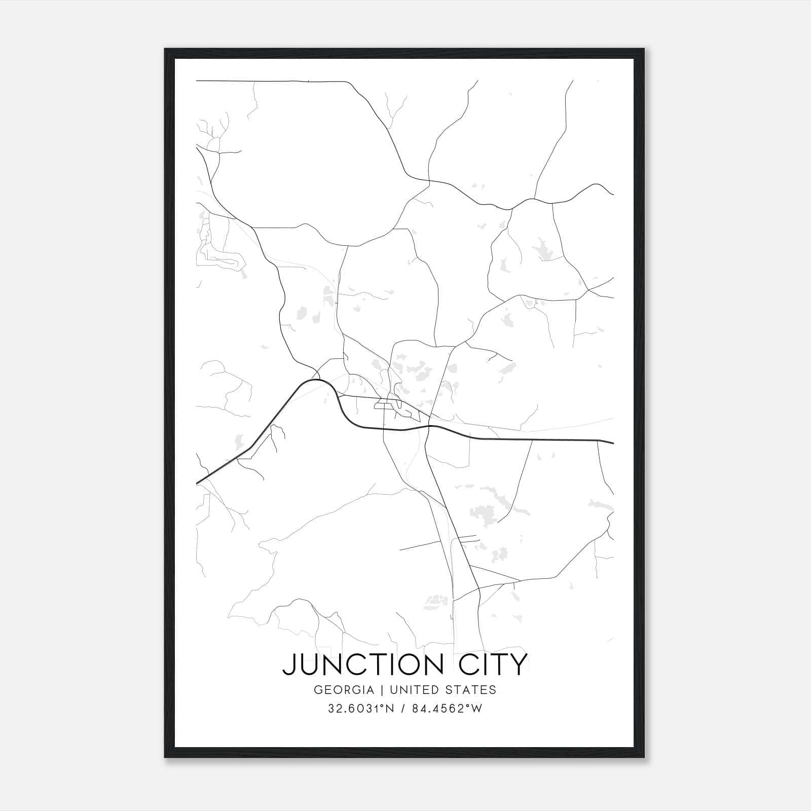 Junction City Georgia Map Poster, Modern Home Decor Wall Art Print Junction City Georgia Map Poster, Modern Home Decor Wall Art Print