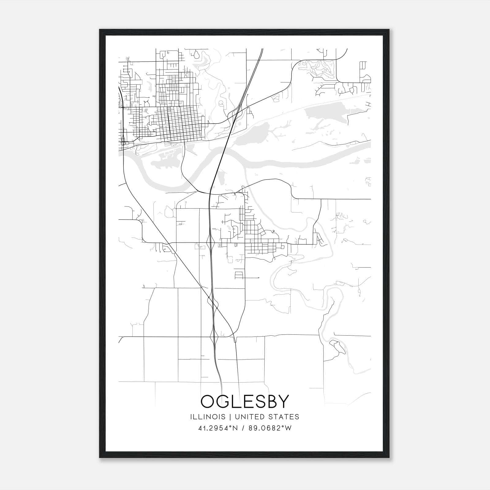Oglesby Illinois Map Poster, Modern Home Decor Wall Art Print Oglesby Illinois Map Poster, Modern Home Decor Wall Art Print