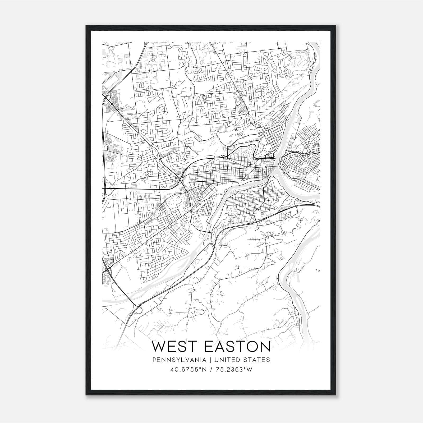 West Easton Pennsylvania Map Poster, Modern Home Decor Wall Art Print West Easton Pennsylvania Map Poster, Modern Home Decor Wall Art Print