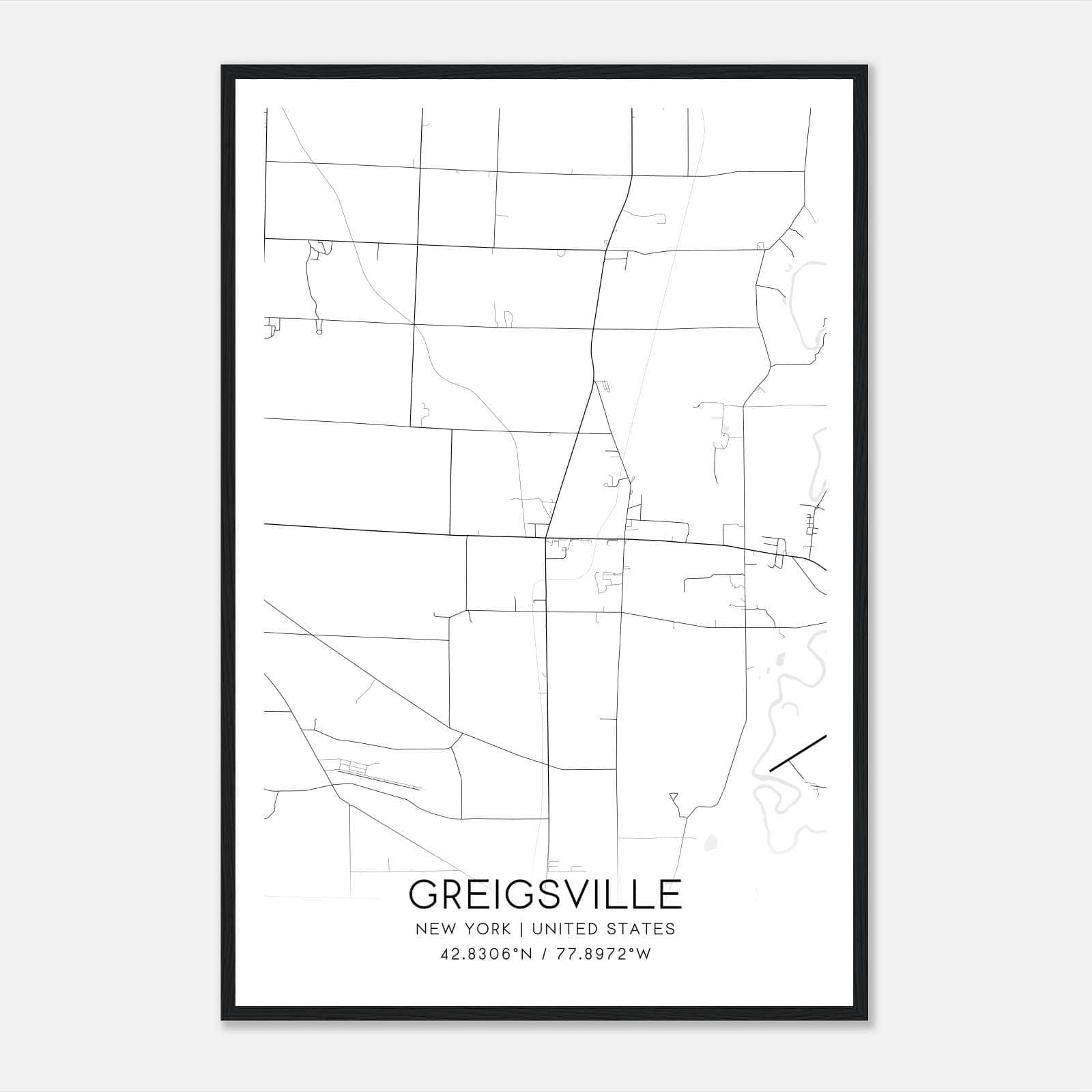 Greigsville New York Map Poster, Modern Home Decor Wall Art Print Greigsville New York Map Poster, Modern Home Decor Wall Art Print
