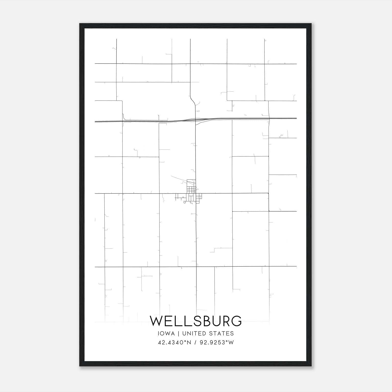 Wellsburg Iowa Map Poster, Modern Home Decor Wall Art Print Wellsburg Iowa Map Poster, Modern Home Decor Wall Art Print