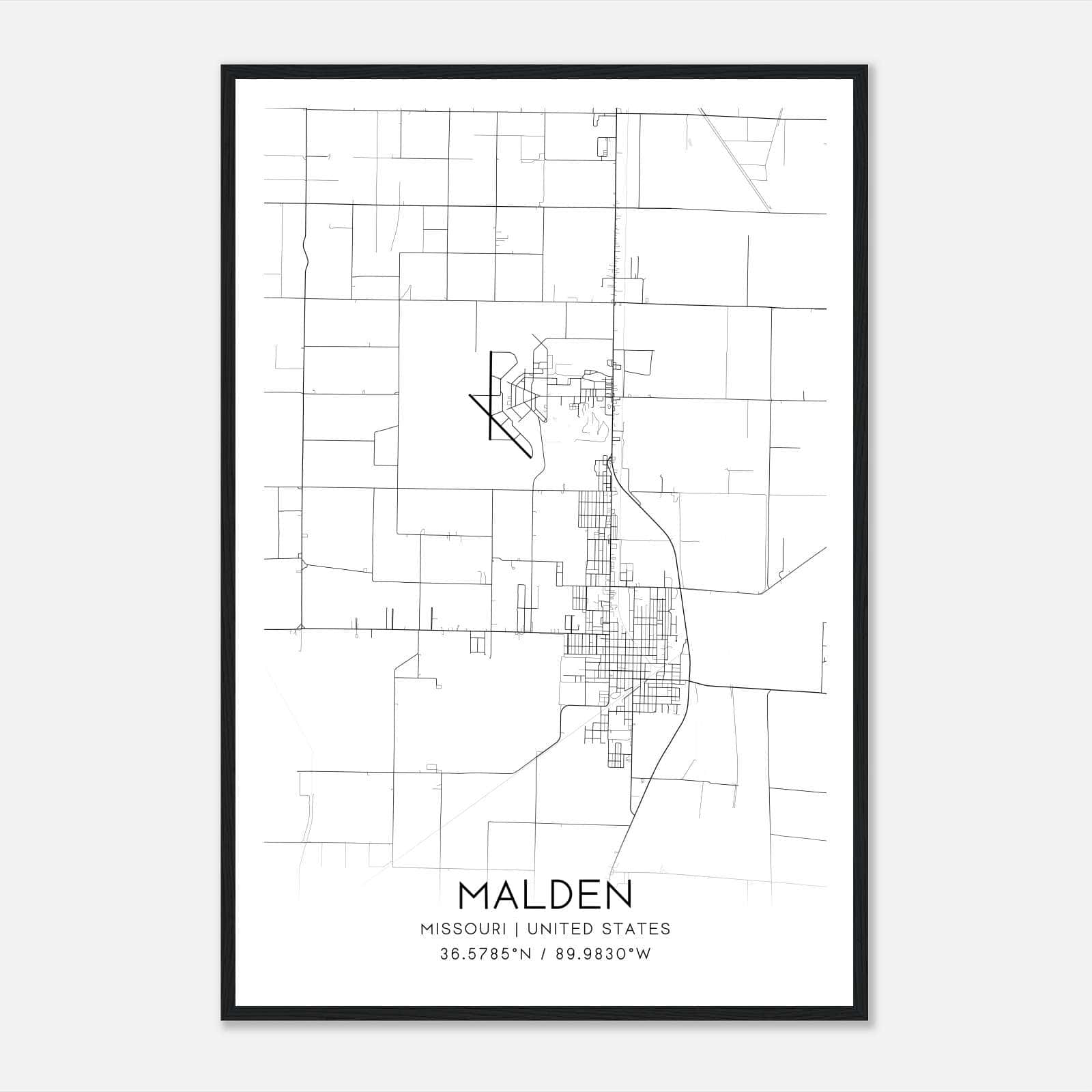Malden Missouri Map Poster, Modern Home Decor Wall Art Print Malden Missouri Map Poster, Modern Home Decor Wall Art Print