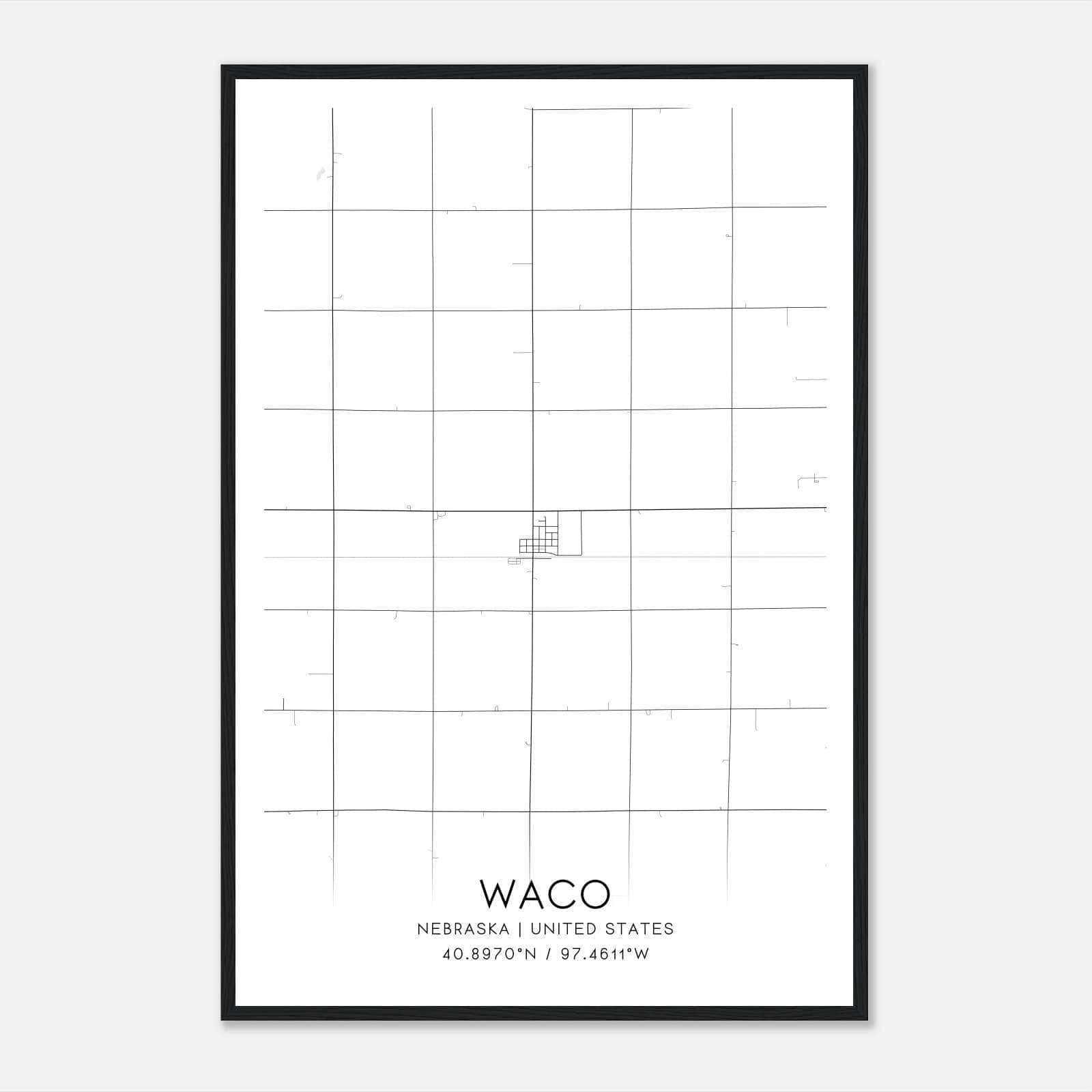 Waco Nebraska Map Poster, Modern Home Decor Wall Art Print Waco Nebraska Map Poster, Modern Home Decor Wall Art Print