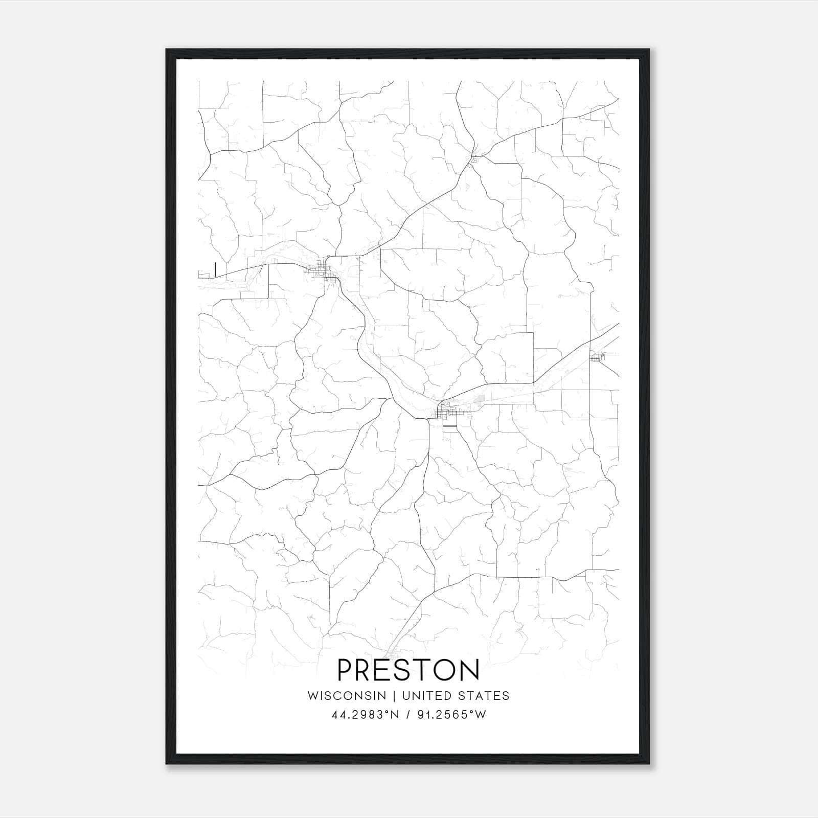 Preston Wisconsin Map Poster, Modern Home Decor Wall Art Print Preston Wisconsin Map Poster, Modern Home Decor Wall Art Print