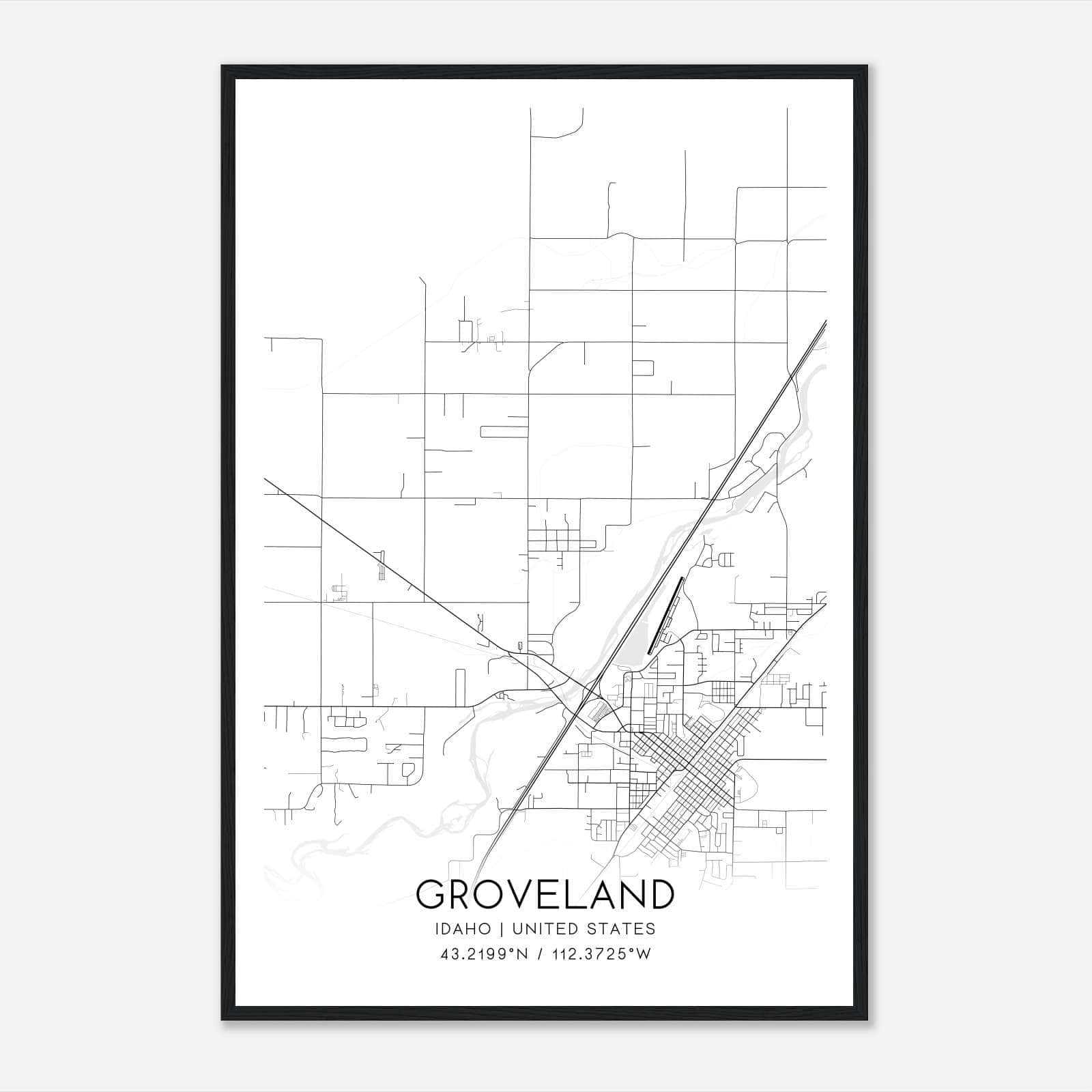 Groveland Idaho Map Poster, Modern Home Decor Wall Art Print Groveland Idaho Map Poster, Modern Home Decor Wall Art Print