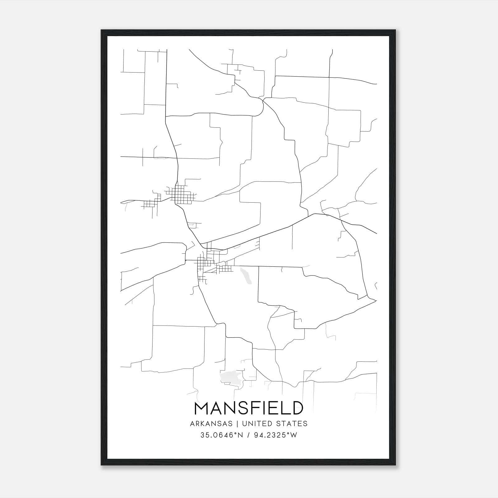Mansfield Arkansas Map Poster, Modern Home Decor Wall Art Print Mansfield Arkansas Map Poster, Modern Home Decor Wall Art Print