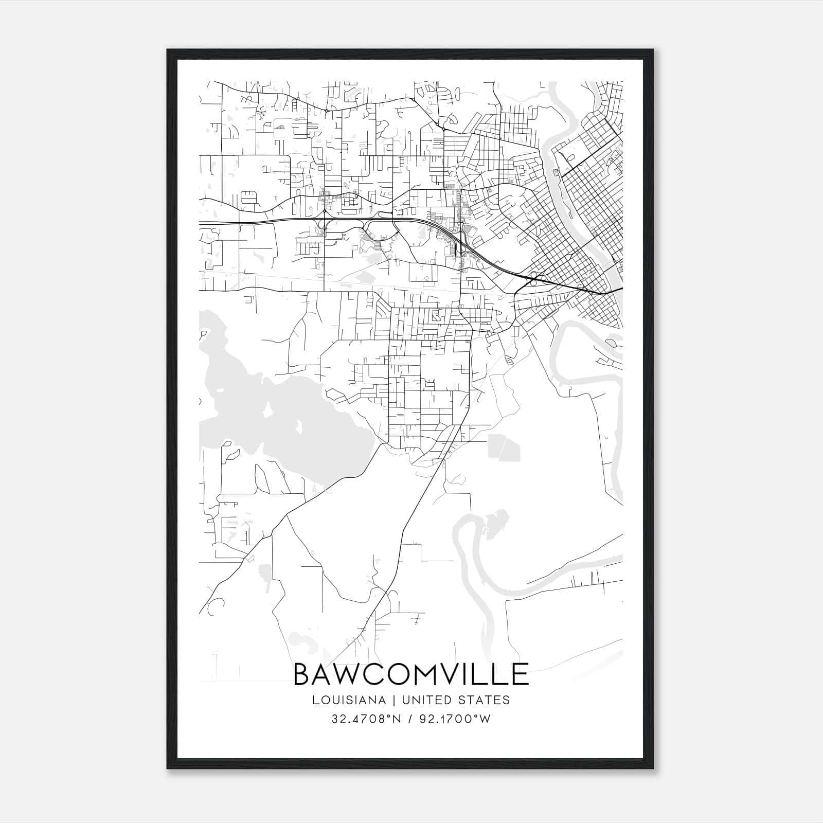 Bawcomville Louisiana Map Poster, Modern Home Decor Wall Art Print Bawcomville Louisiana Map Poster, Modern Home Decor Wall Art Print