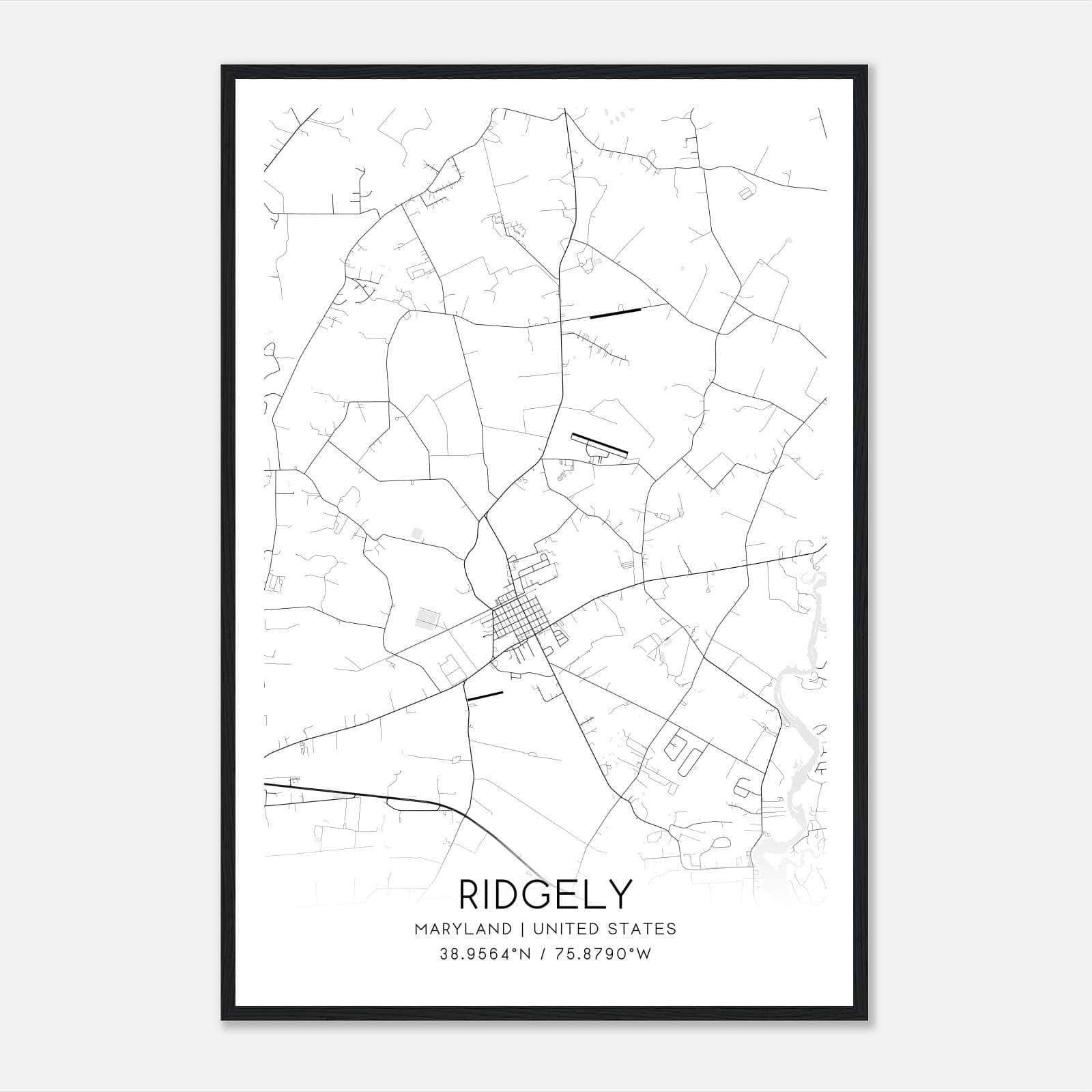 Ridgely Maryland Map Poster, Modern Home Decor Wall Art Print Ridgely Maryland Map Poster, Modern Home Decor Wall Art Print