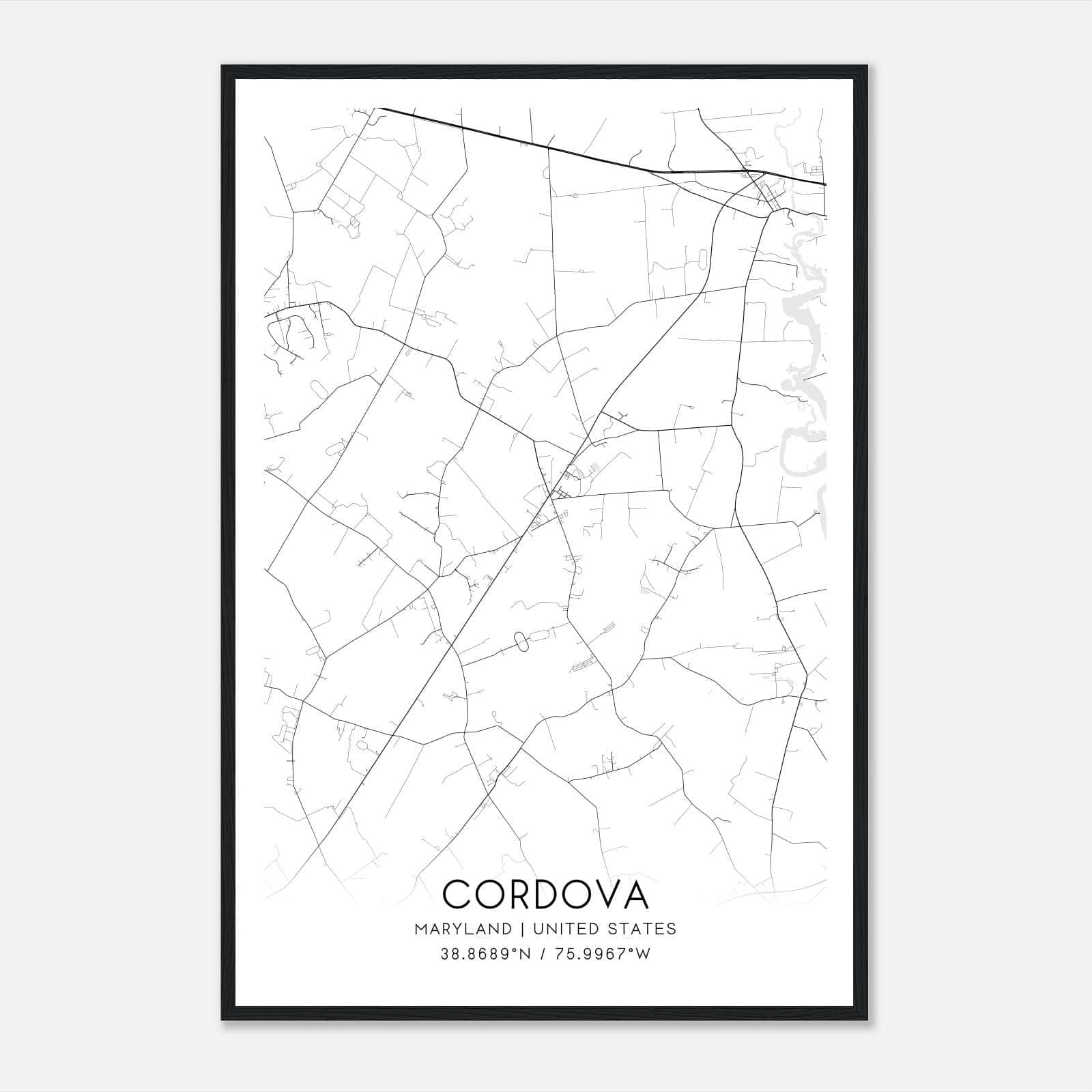 Cordova Maryland Map Poster, Modern Home Decor Wall Art Print Cordova Maryland Map Poster, Modern Home Decor Wall Art Print