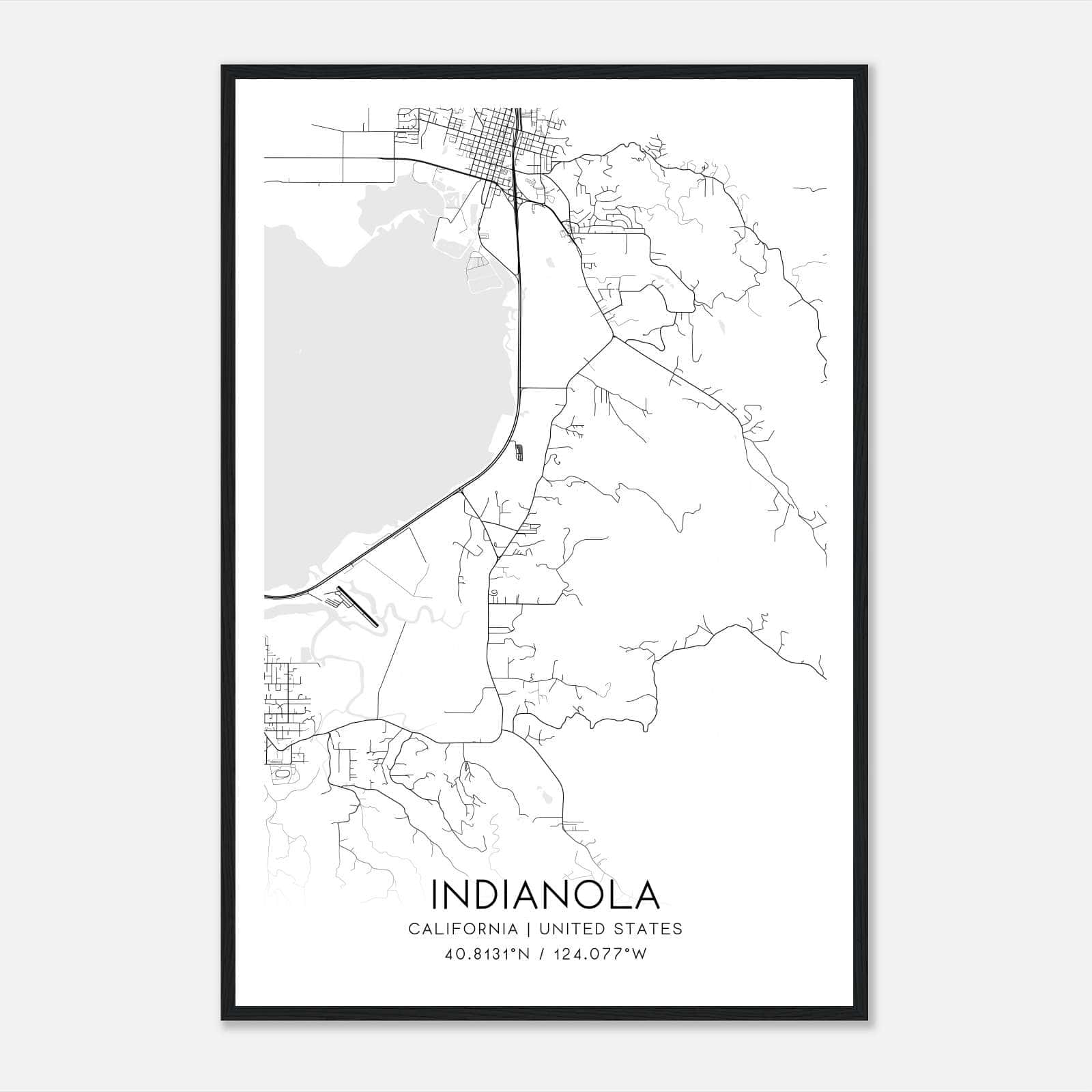 Indianola California Map Poster, Modern Home Decor Wall Art Print Indianola California Map Poster, Modern Home Decor Wall Art Print
